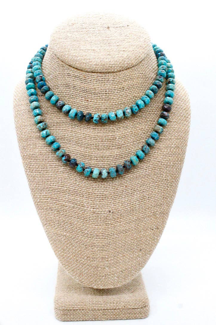 Lizou Hand-Knotted Long Faceted Jasper Beaded Necklace #2