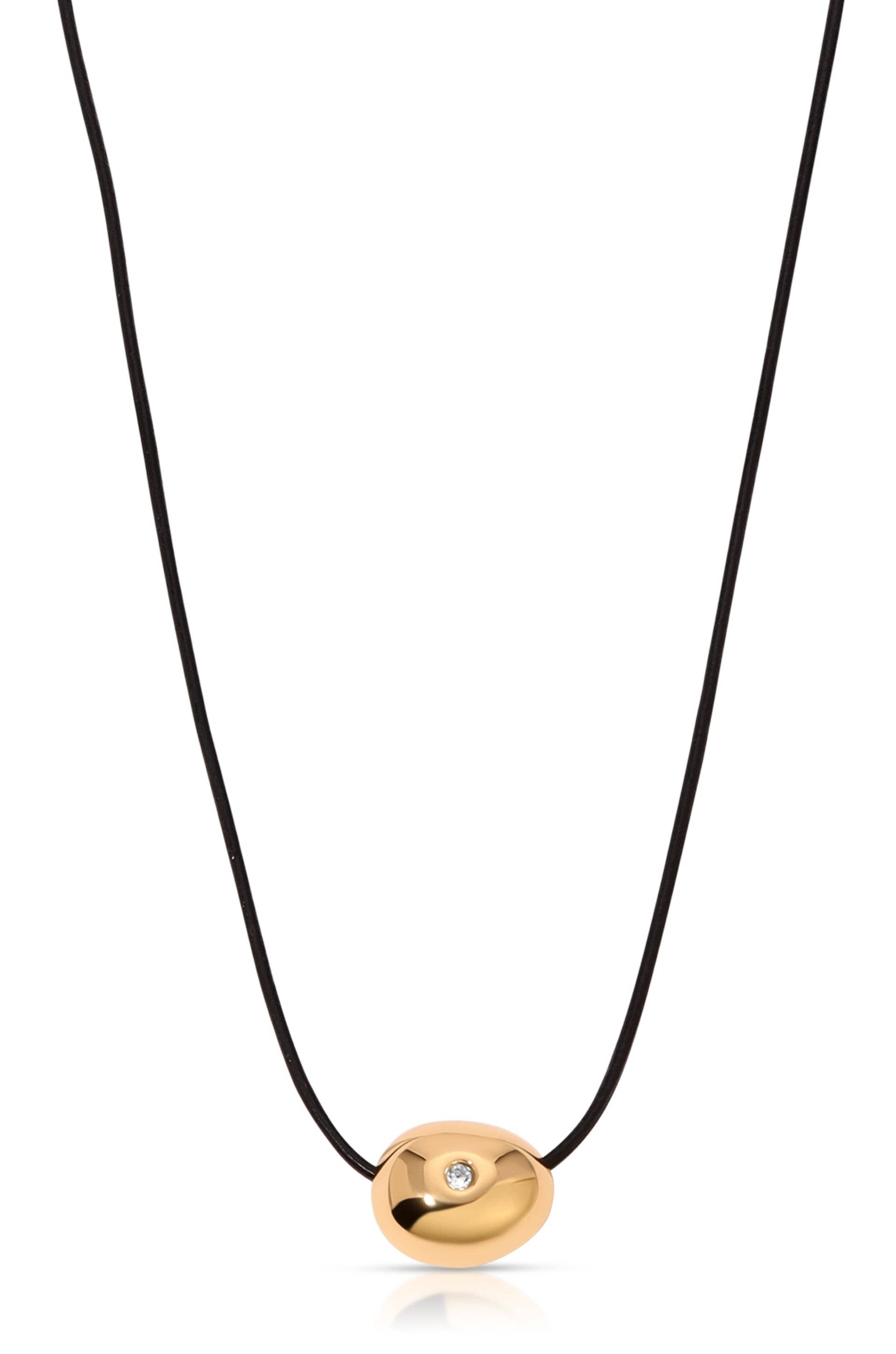 Ettika Polished Pebble Leather Pendant Necklace