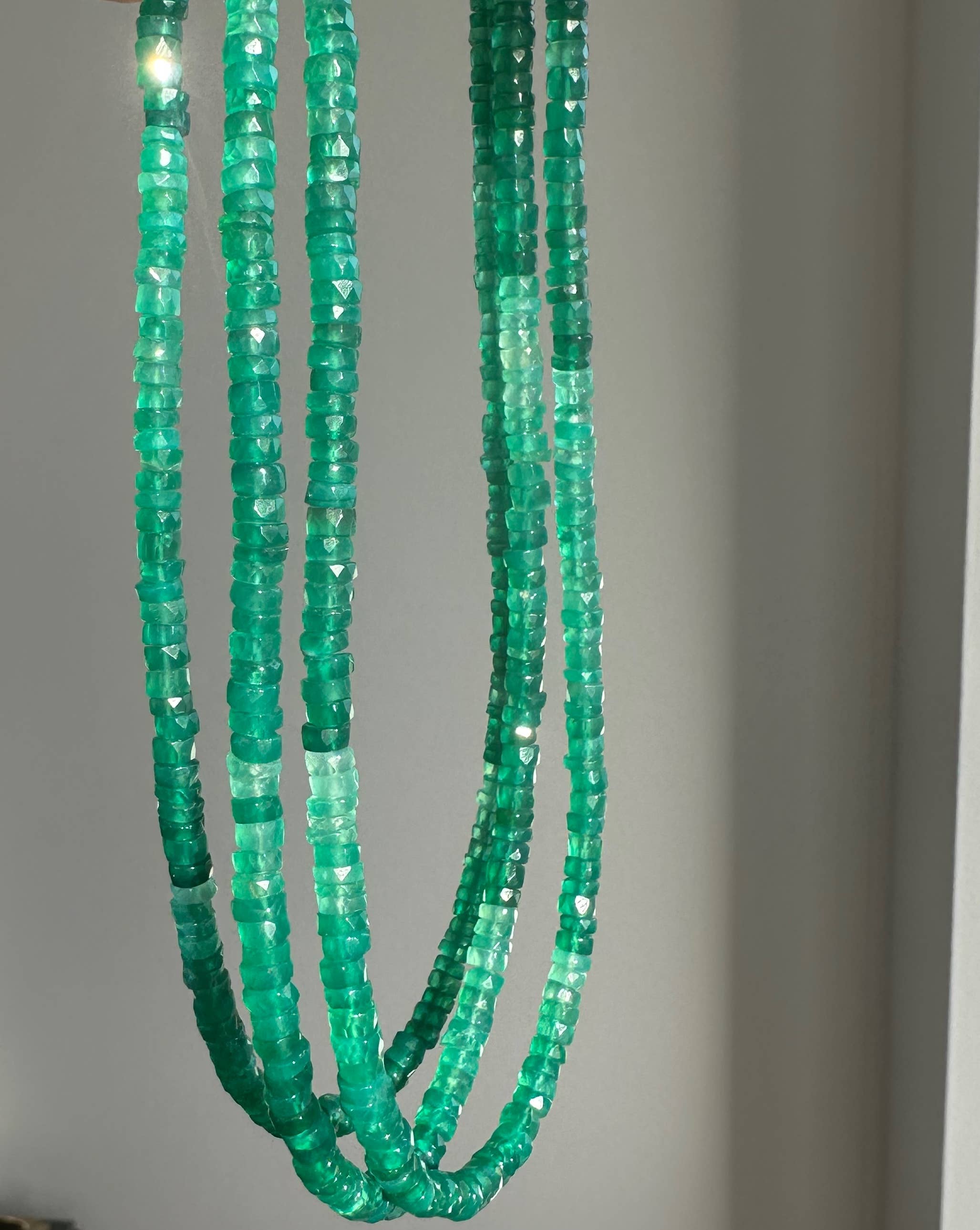 Anokhi Green Onyx Ombre Necklace | Green Gemstone Bead Necklace NKB37