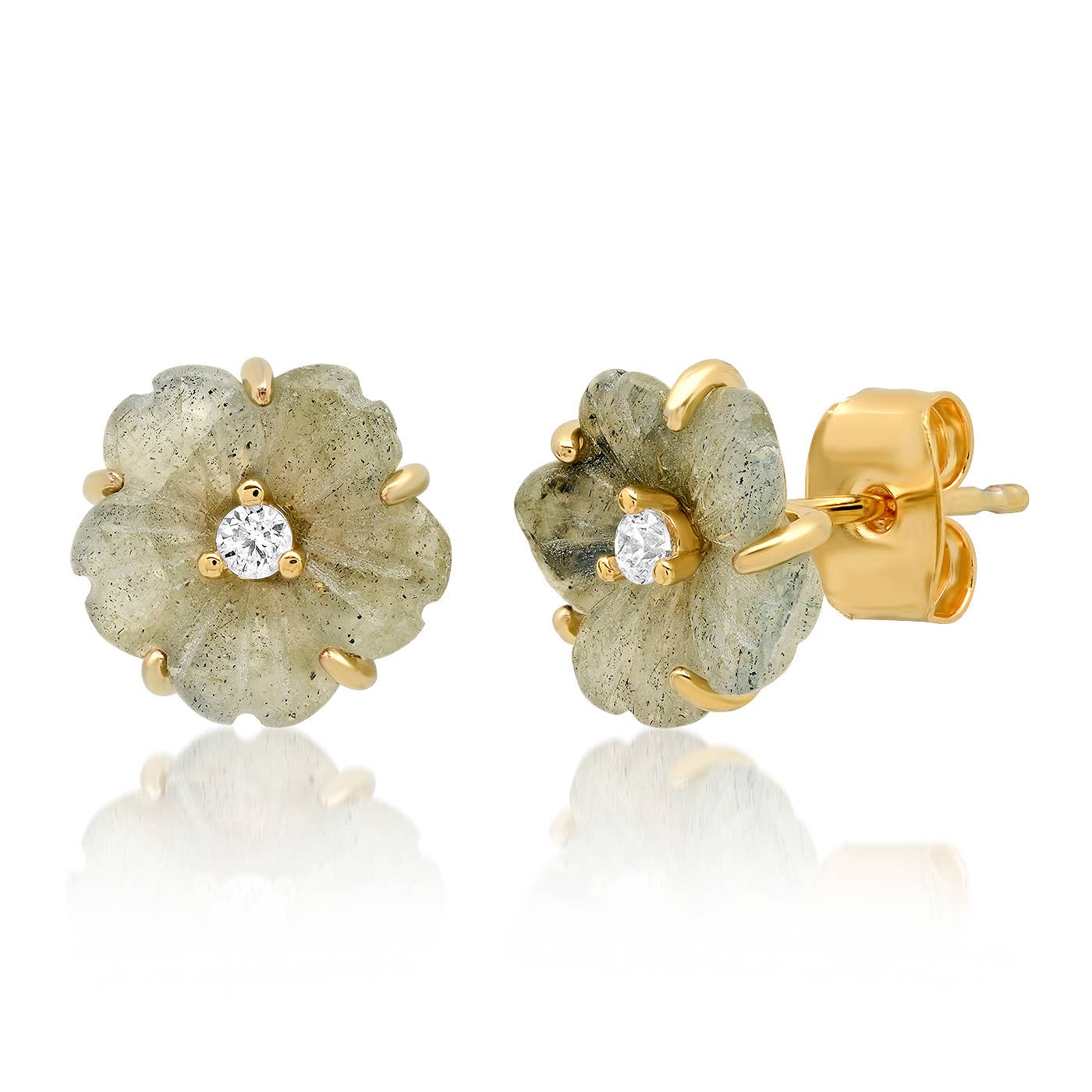 Tai Jewelry Stone Cut Flower Post Earring TE-2336