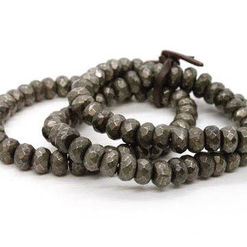 Lizou Faceted Pyrite Set/3 Stretch Bracelets