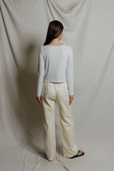 Perfect White Tee Ainsley Brushed Sweater Stripe Long Sleeve Boat Neck Top