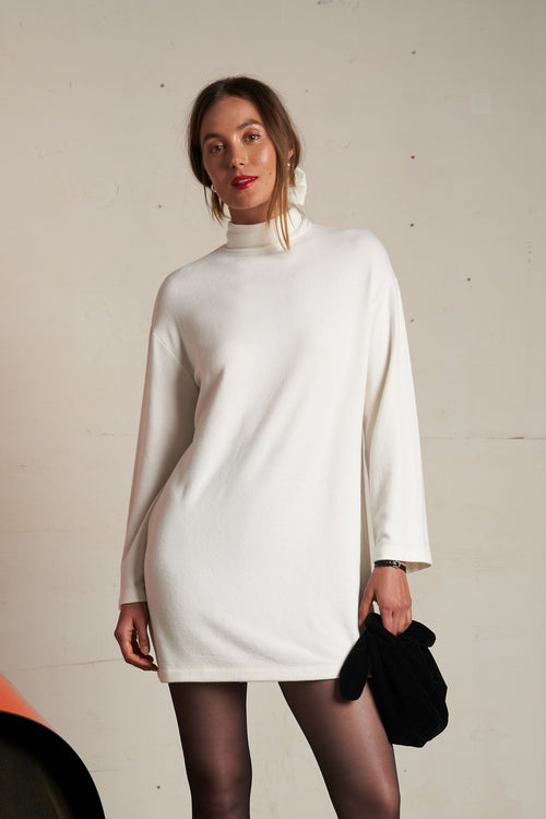 Perfect White Tee Anette Brushed Sweater Mock Neck Dress