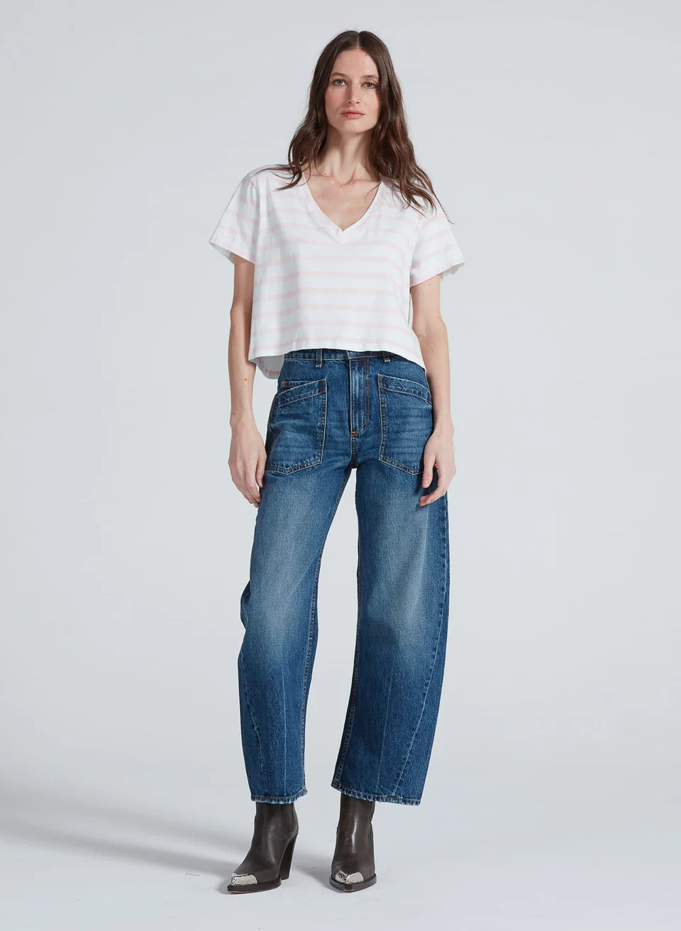ASKKNY Shrunken V Tee Stripe Pink