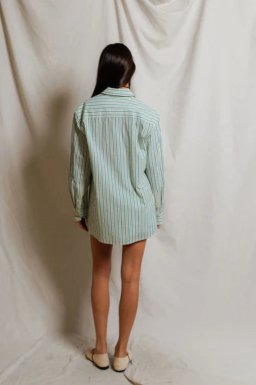Perfect White Tee Julie Stripe Poplin Pull-On Shorts With Pockets
