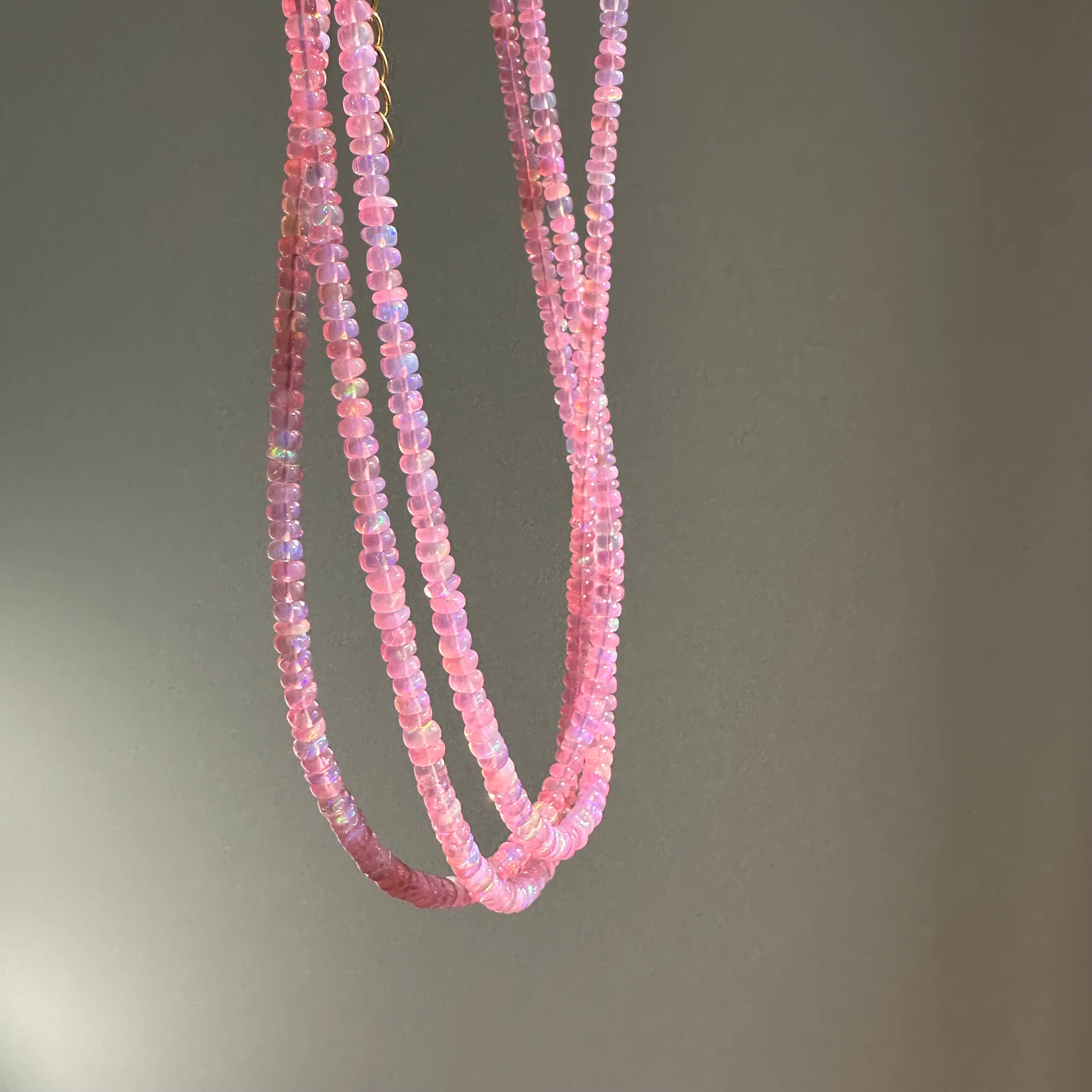 Anokhi Green Light Pink Ethiopian Opal Necklace NKB121