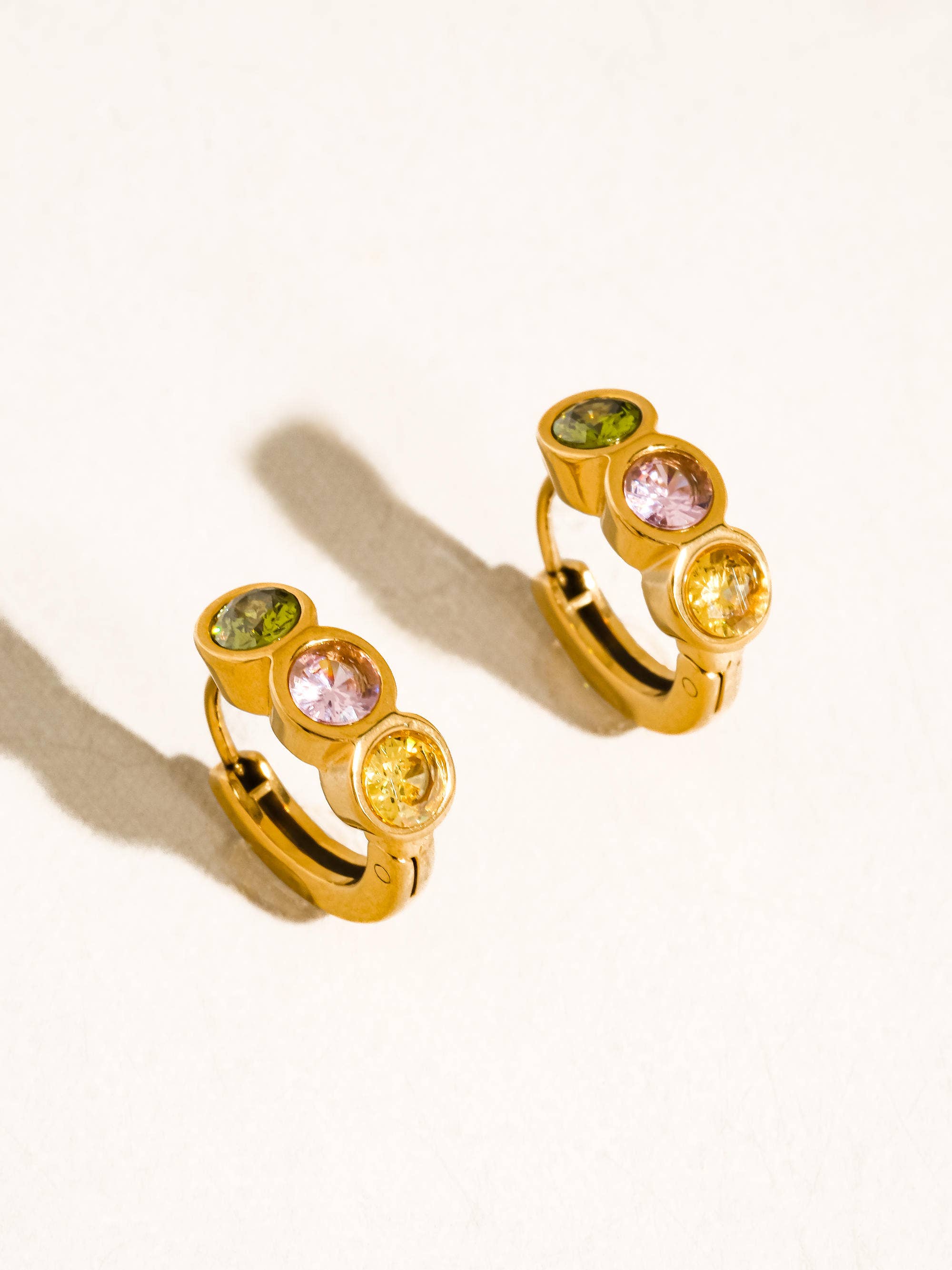 Flânerie Azelia 18K Gold Colorful CZ Hoop Earrings