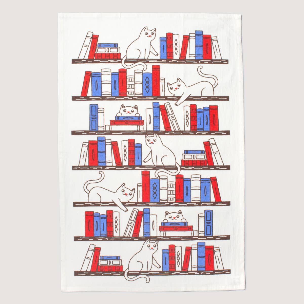 Seltzer Goods Bookshelf Cats Tea Towel