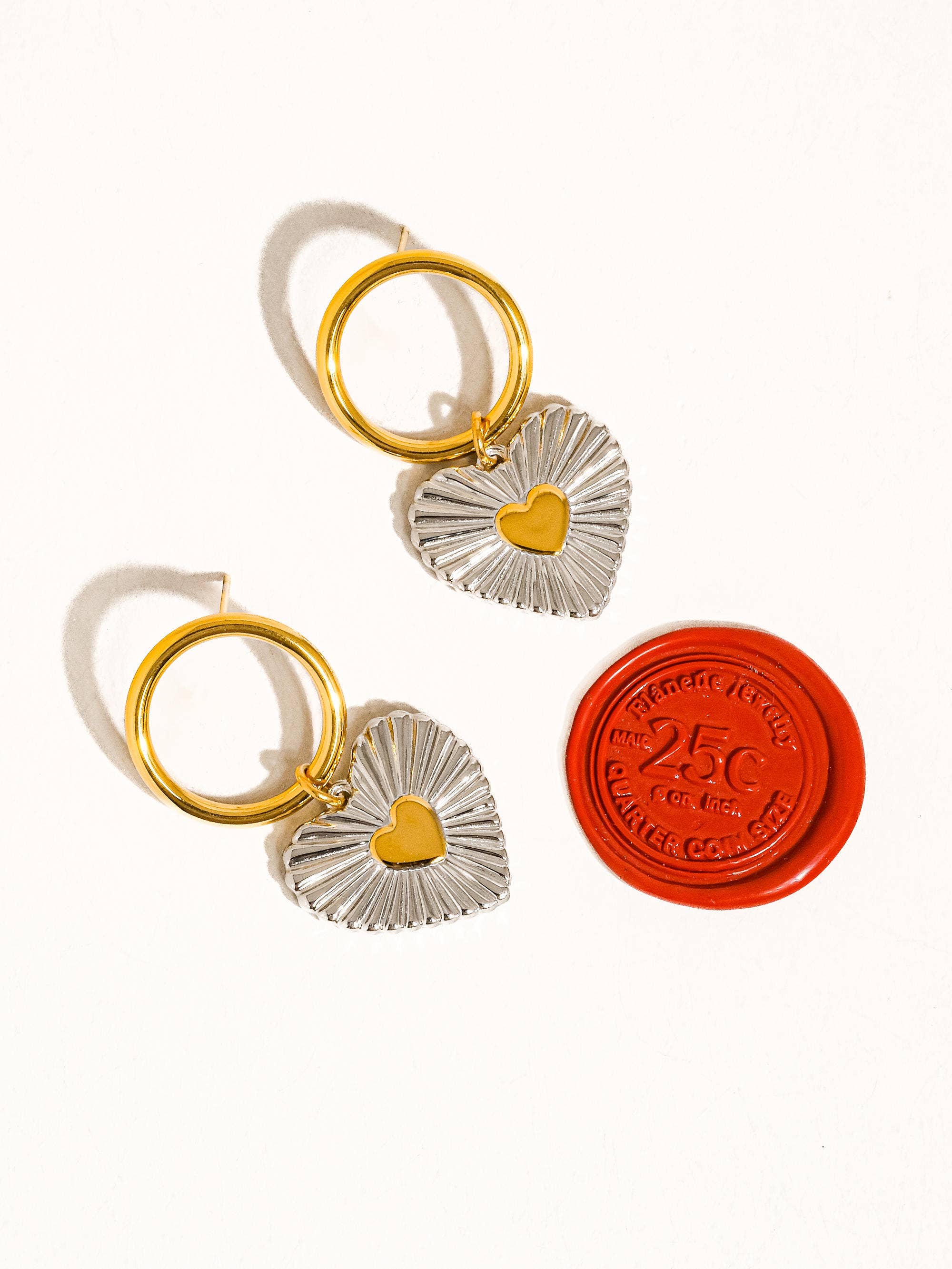 Flânerie Annette 18K Gold Two Tone Heart Earring