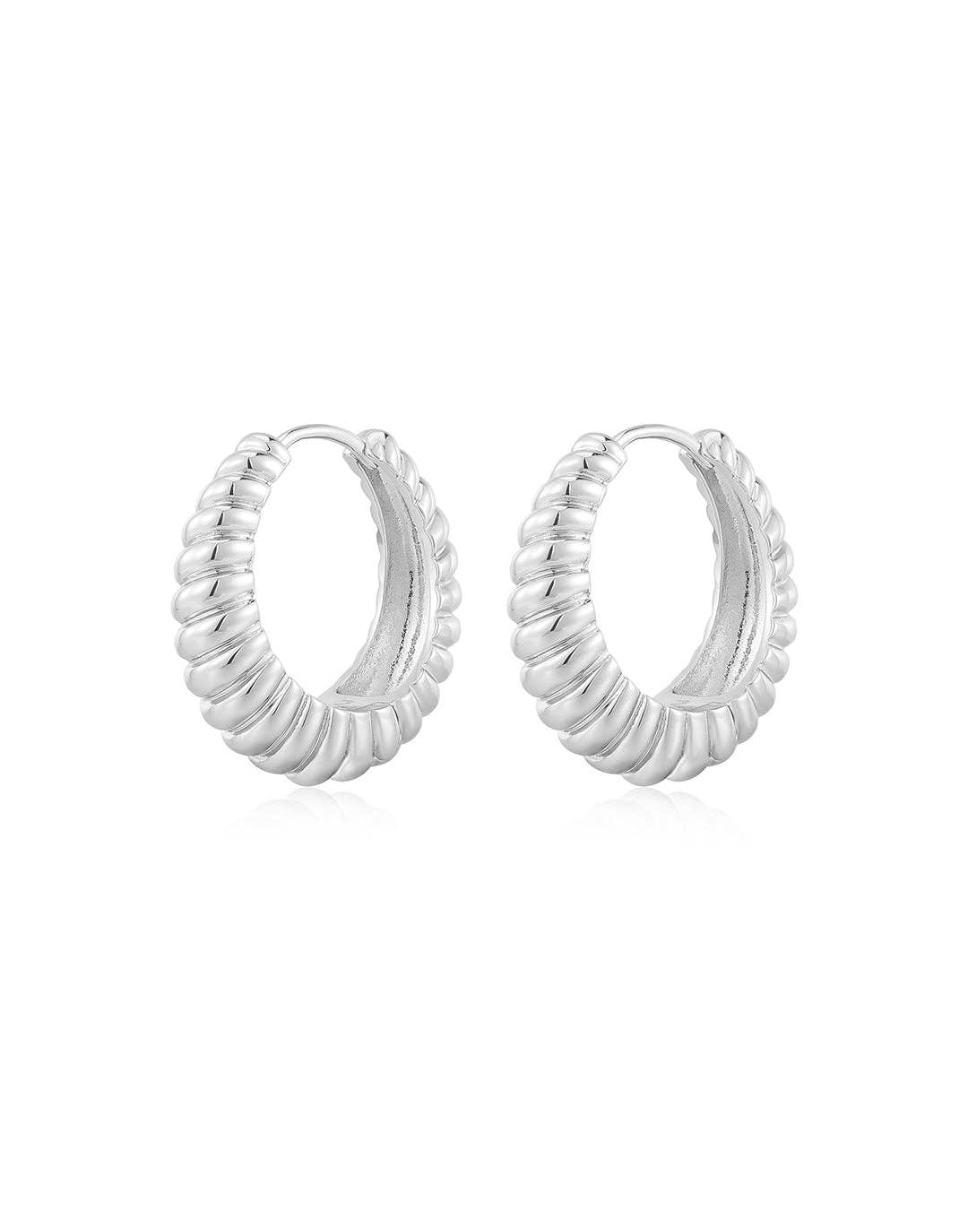 Luv AJ Ridged Marbella Hoops- Silver