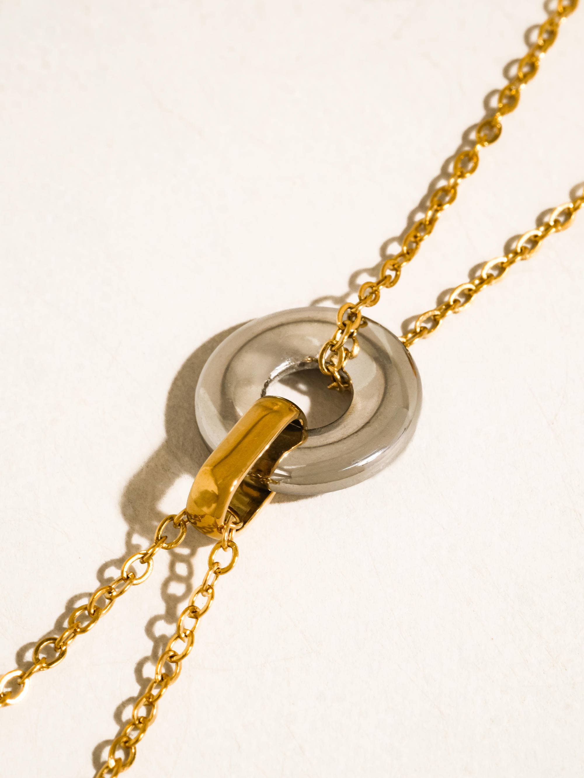 Flânerie Brixton 18K Gold Non-Tarnish Two Tone Circle Necklace