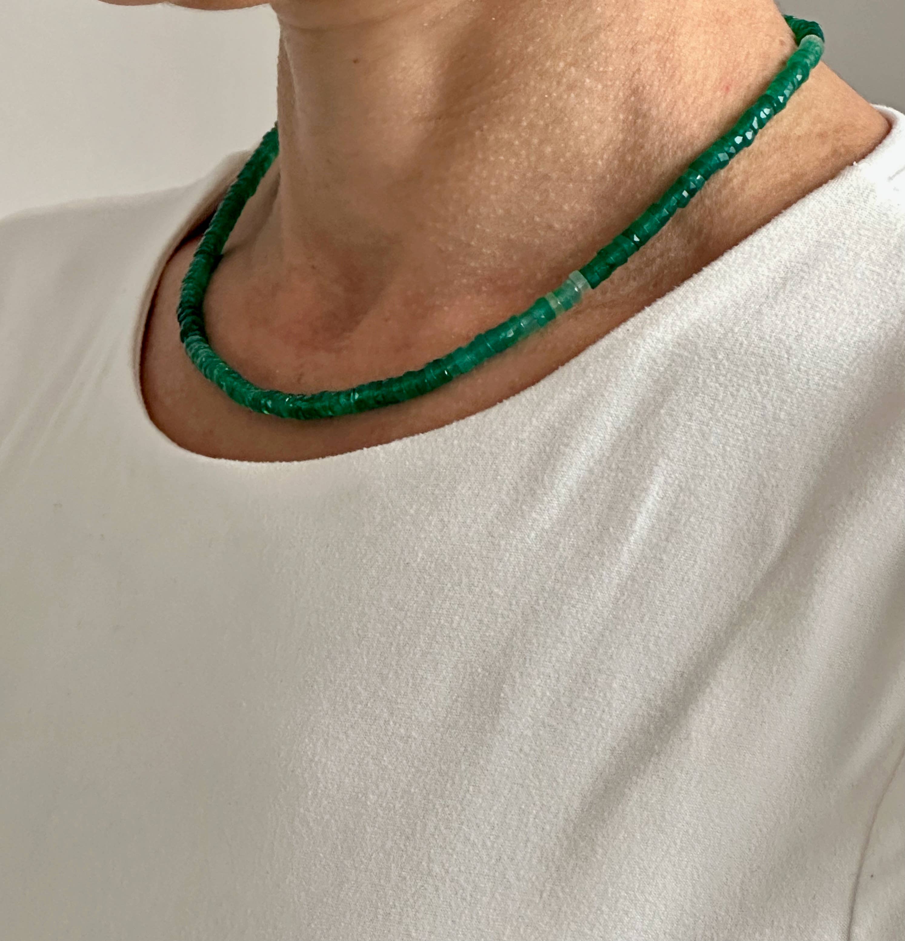 Anokhi Green Onyx Ombre Necklace | Green Gemstone Bead Necklace NKB37