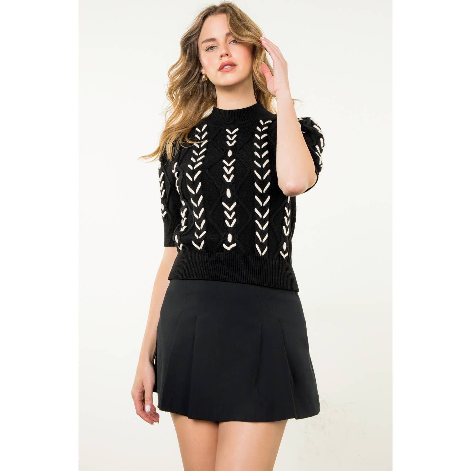 THML Short Sleeve Knit Top