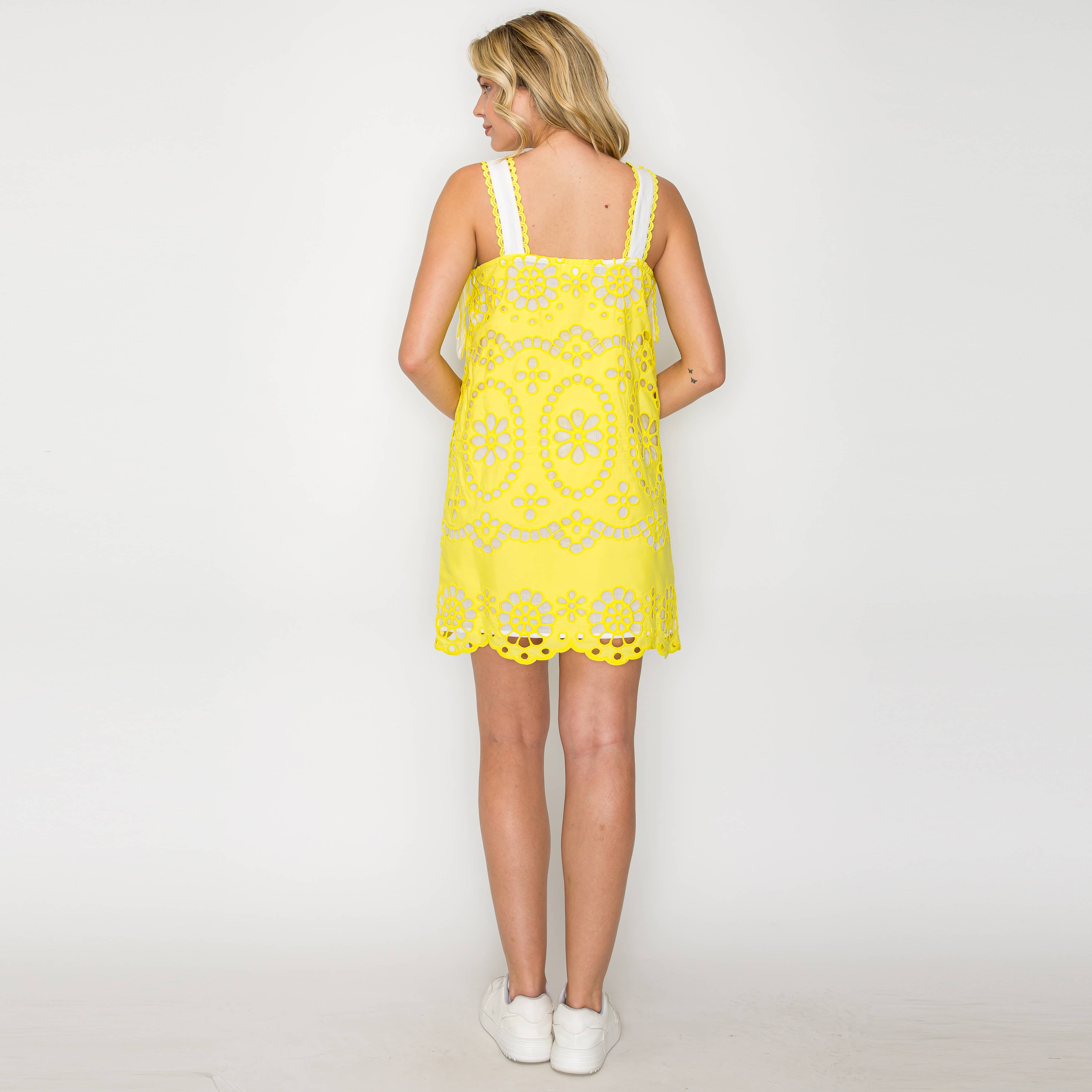 LoveWednesday Daisy Eyelet Embroidery Mini Dress