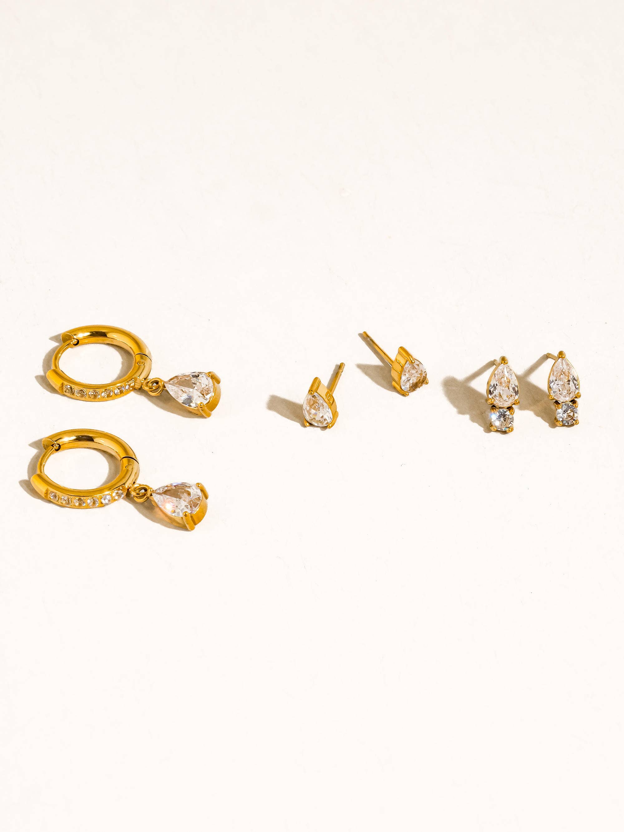 Flânerie Saône 18K Gold CZ Teardrop Earrings Set