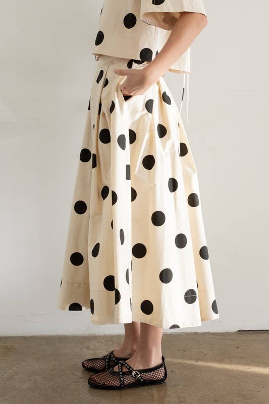 Heyson Polka Dot Pleated Midi Skirt JOS1021