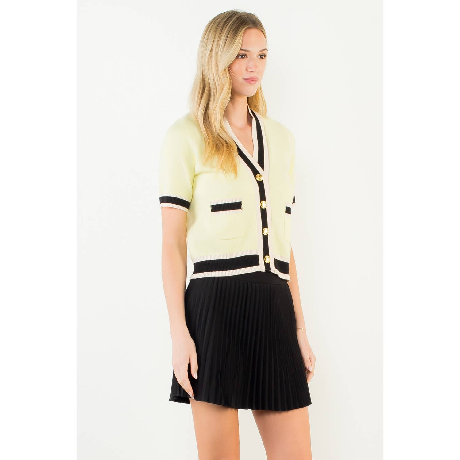 THML Short Sleeve Button Down Cardigan