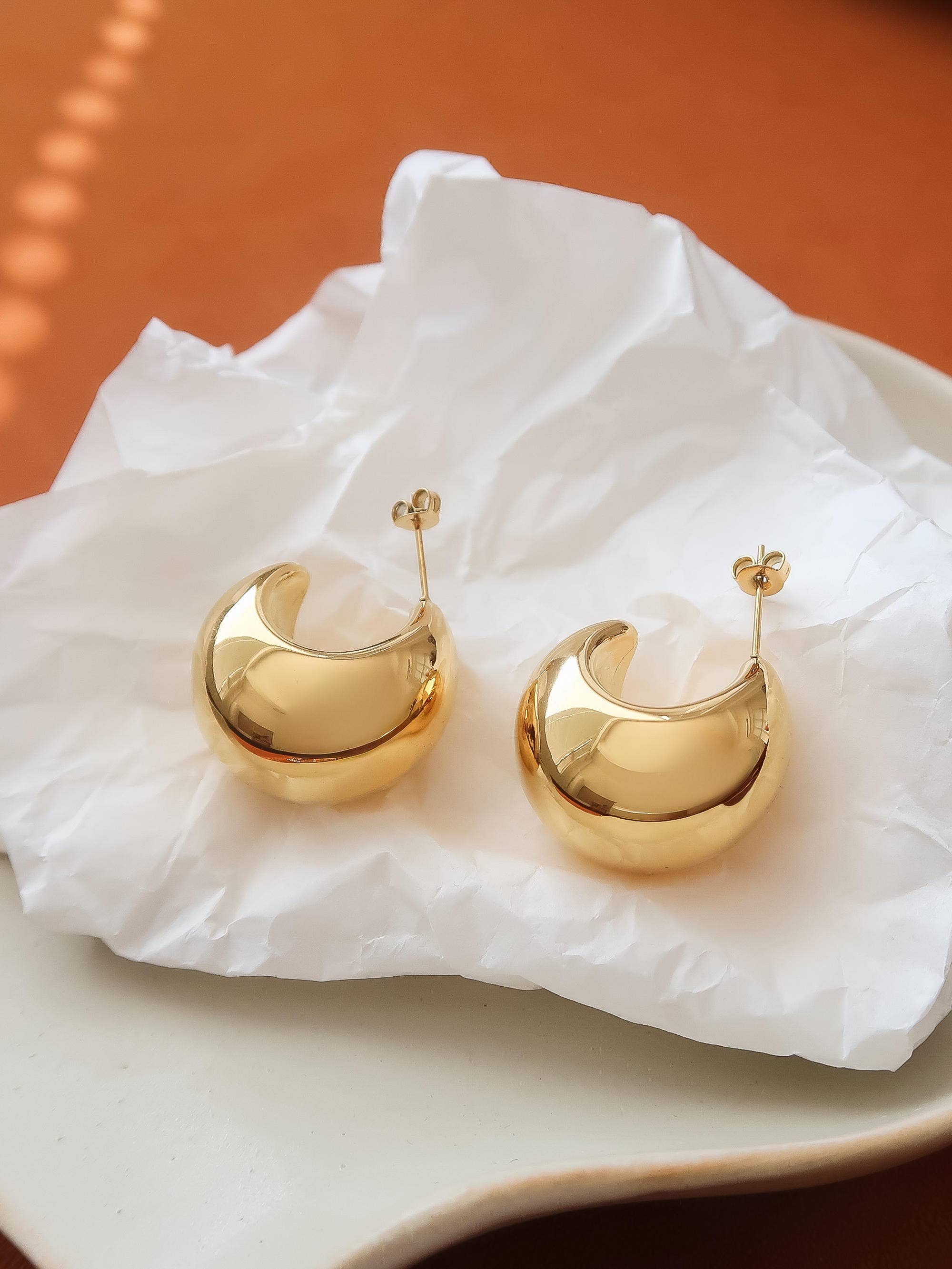 Flânerie Camilley 18K Gold Puffy Dome Earrings
