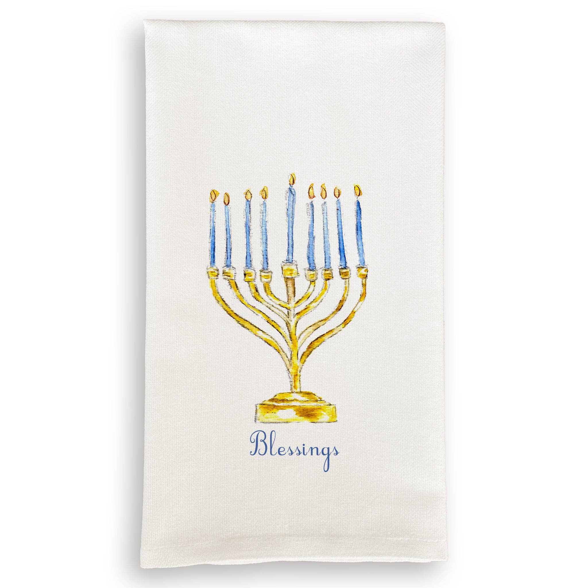 French Graffiti Menorah with Blessings Tea Towel
