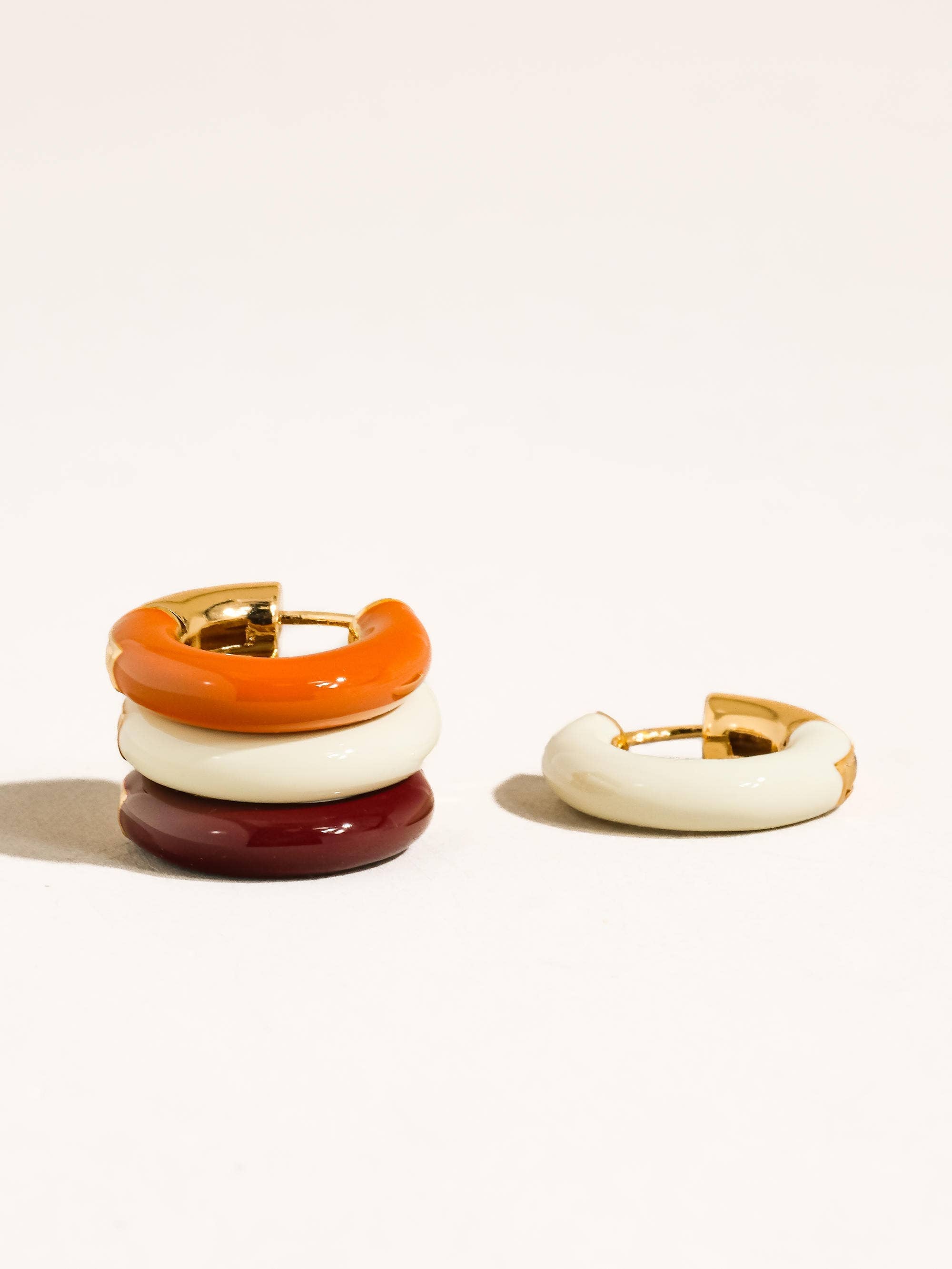 Flânerie Odessa 18K Gold Vintage Enamel Hoop Earrings
