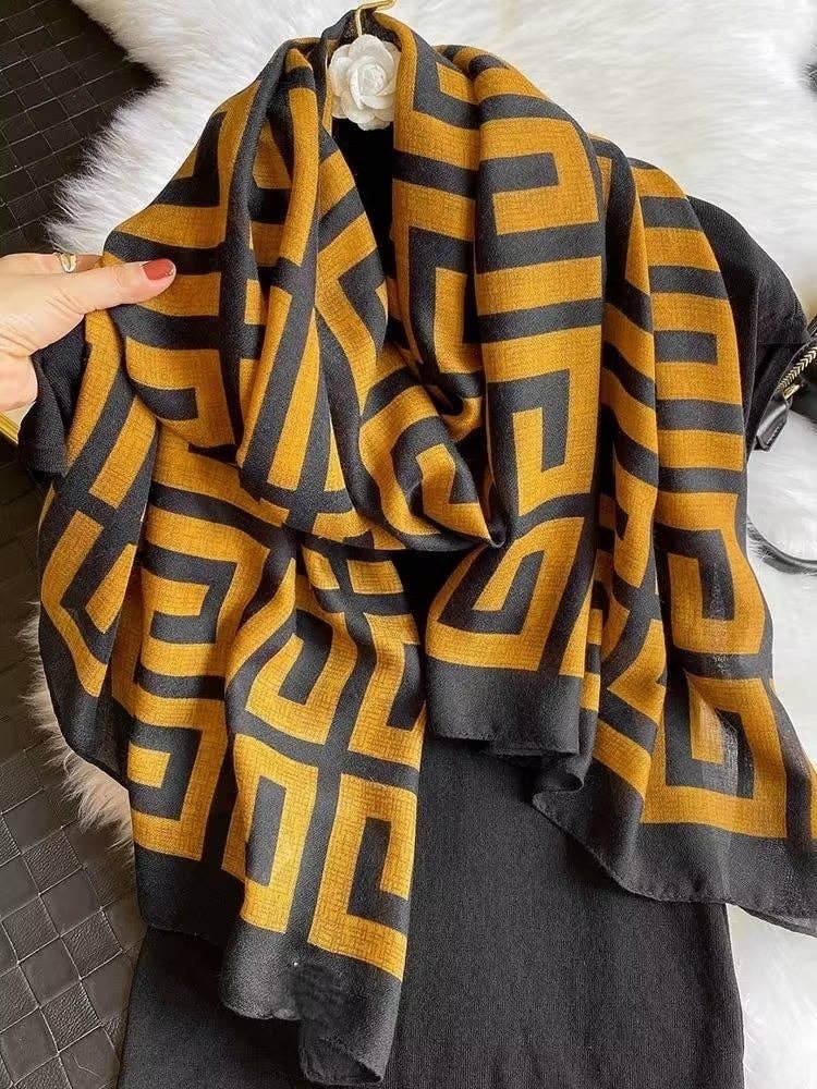 Thames Geometric Pattern Scarf