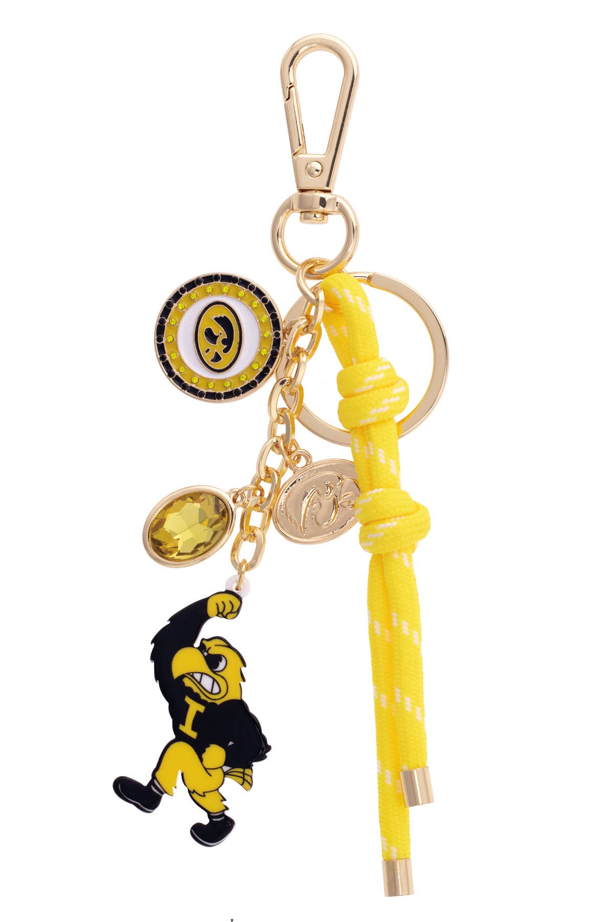 Catherine's Game Day Iowa Hawkeyes Bag Charm in Gold & Shiny Gold