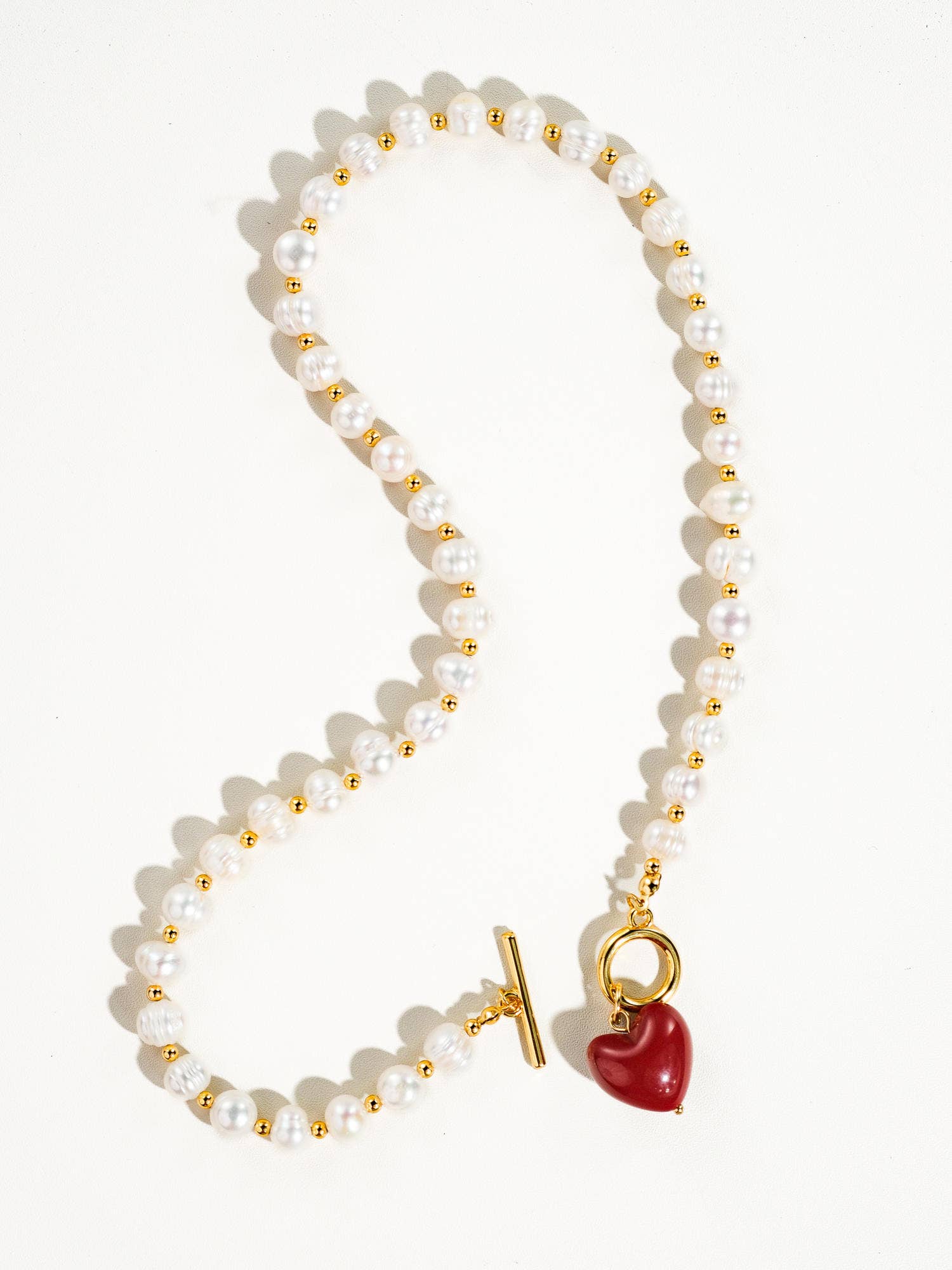 Flanerie Wren Vintage Natural Pearl Heart Necklace