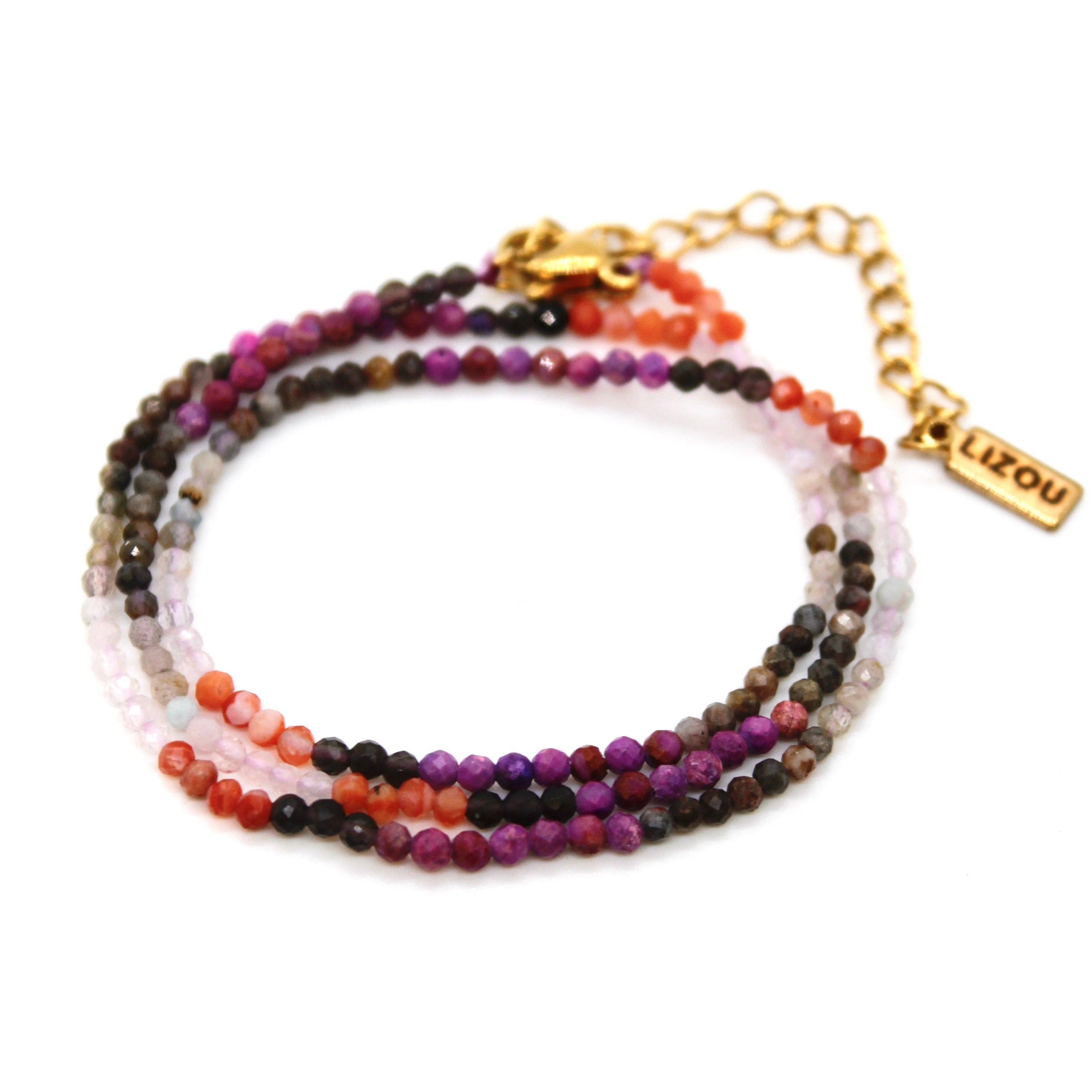 Lizou Short Pink Gradient Stone Necklace #8
