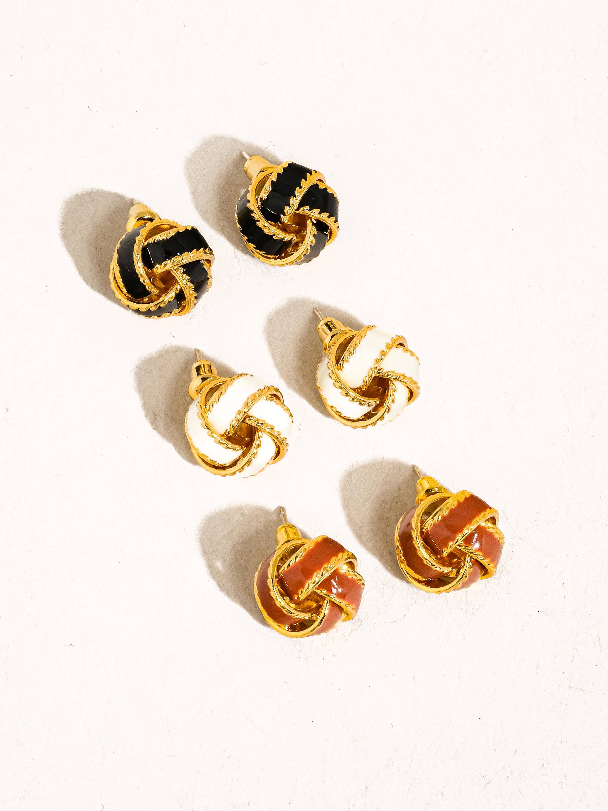 Flanerie Astor 18K Gold Basket Weaved Ball Studs