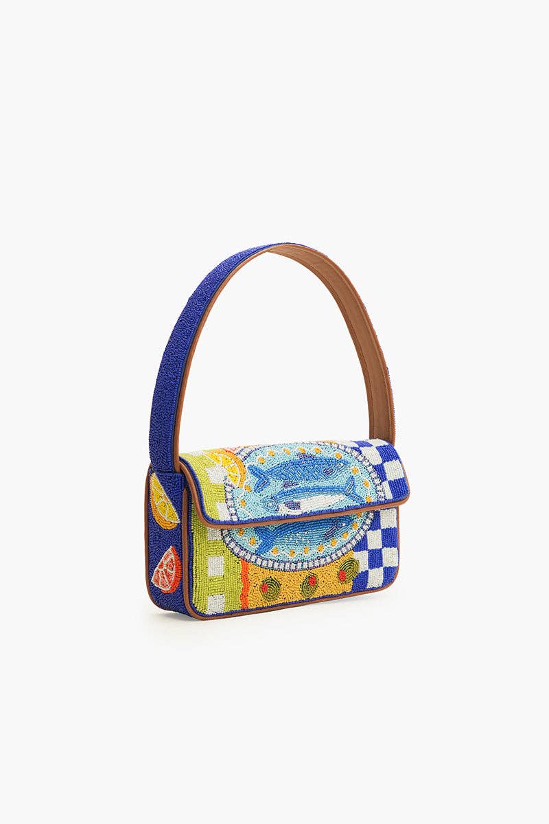 America & Beyond Mediterranean Sardine Hand-Beaded Shoulder Bag