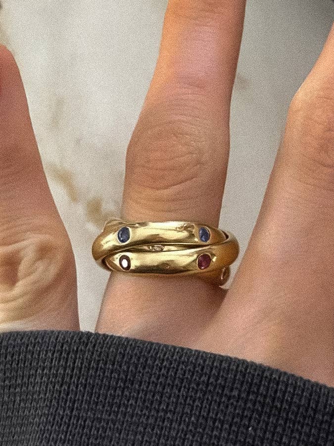 Flanerie Elvire 18K Gold Multi Stone Wrap Ring