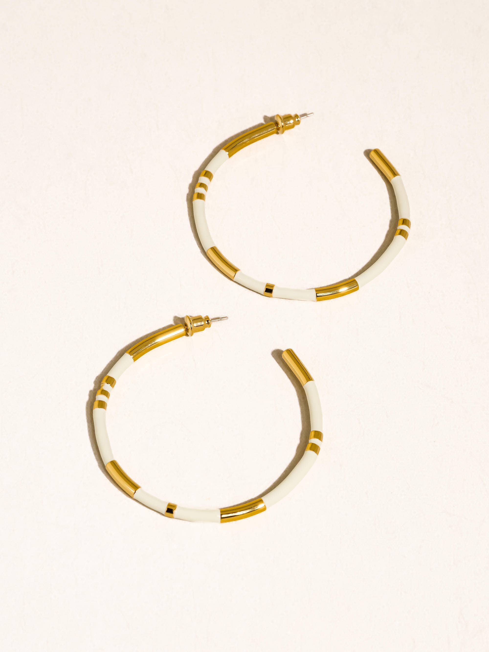 Flânerie Dallin 18K Gold Large Enamel C-Hoop Earring