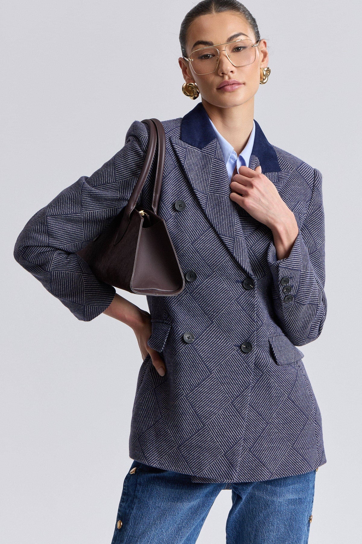 Avec Les Filles Basketweave Hourglass Blazer 84920