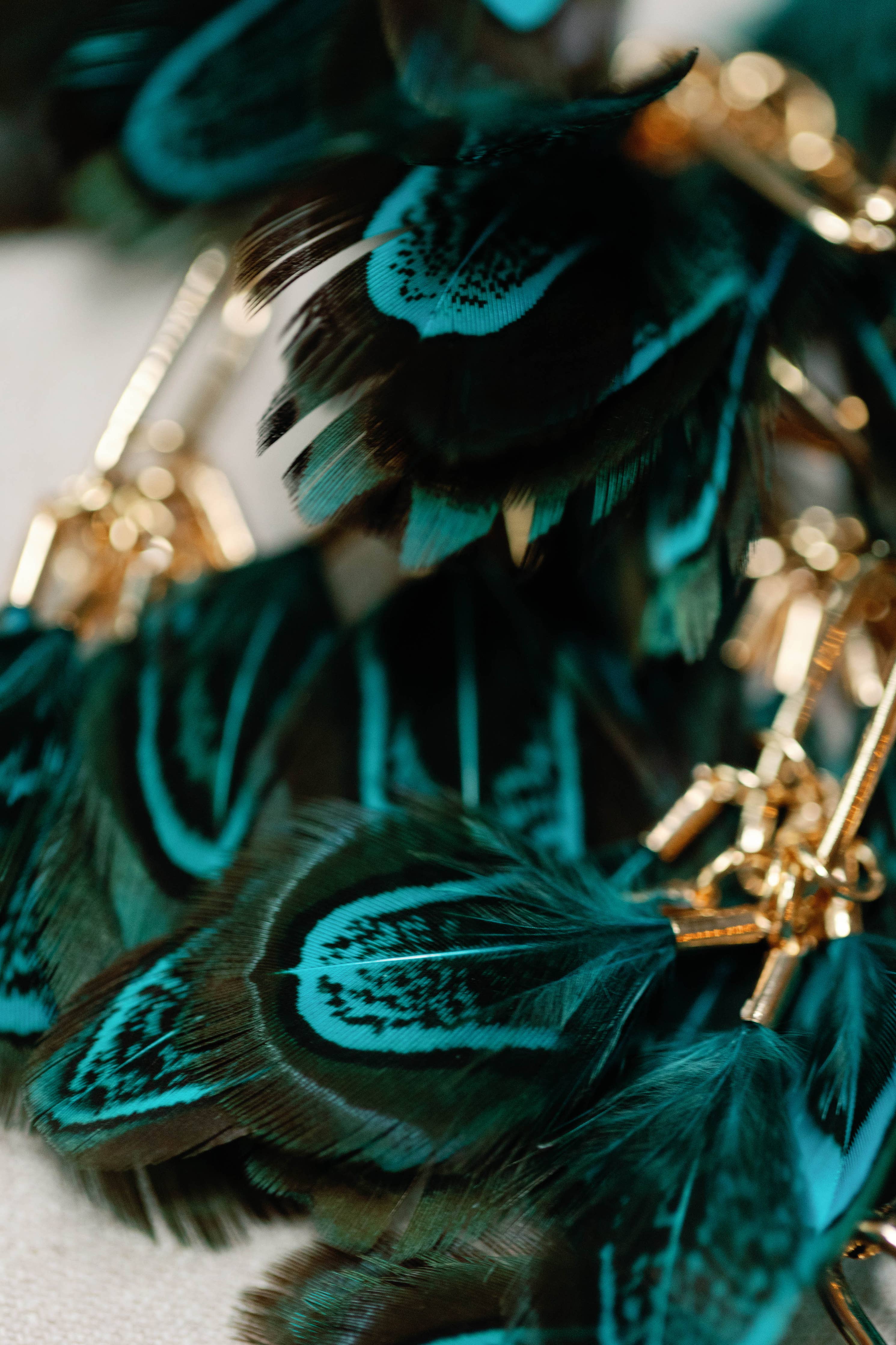 Peacock Feather Fall Statement Tassel Earrings SAD199