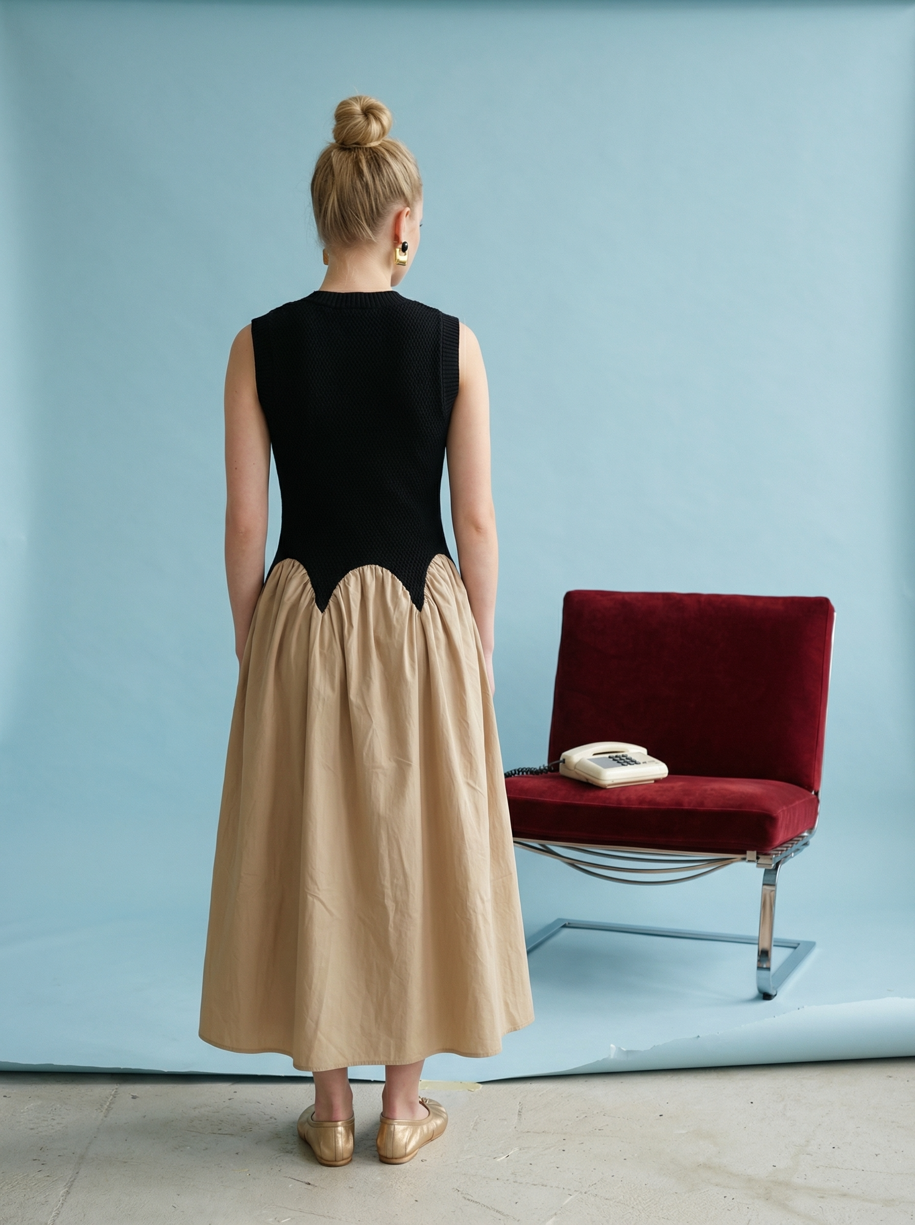 Heyson Textured Knit Contrast Midi Dress JOD1232