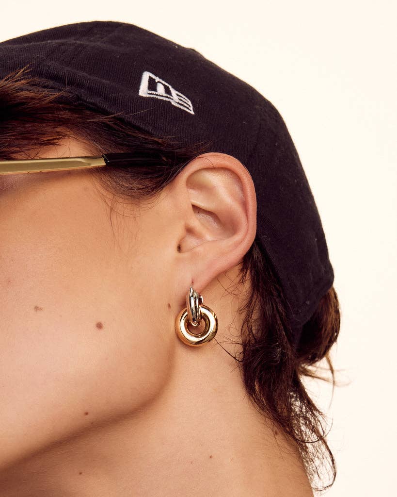 Luv AJ Two-Tone Interlock Hoops