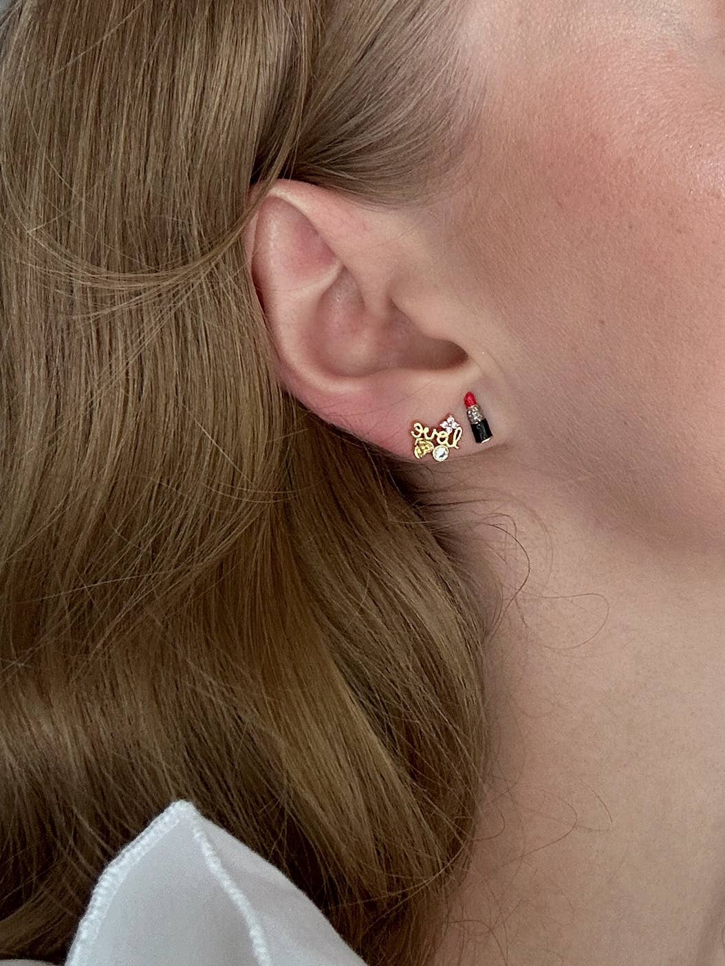 Tai Jewelry Lipstick and Perfume Mismatched Earrings TE-5371