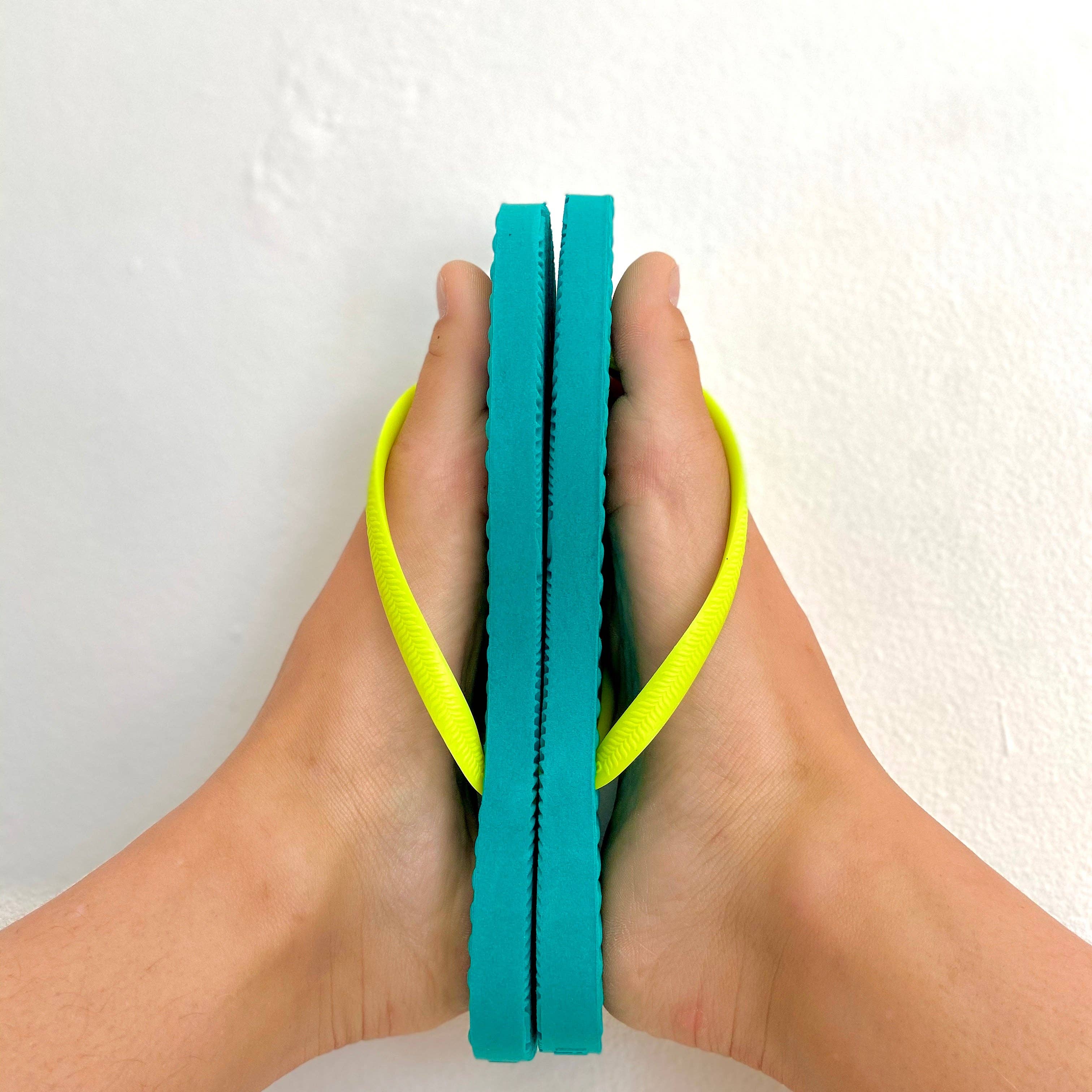 Green Sustainable Flip Flops Turquoise with Lemon Straps