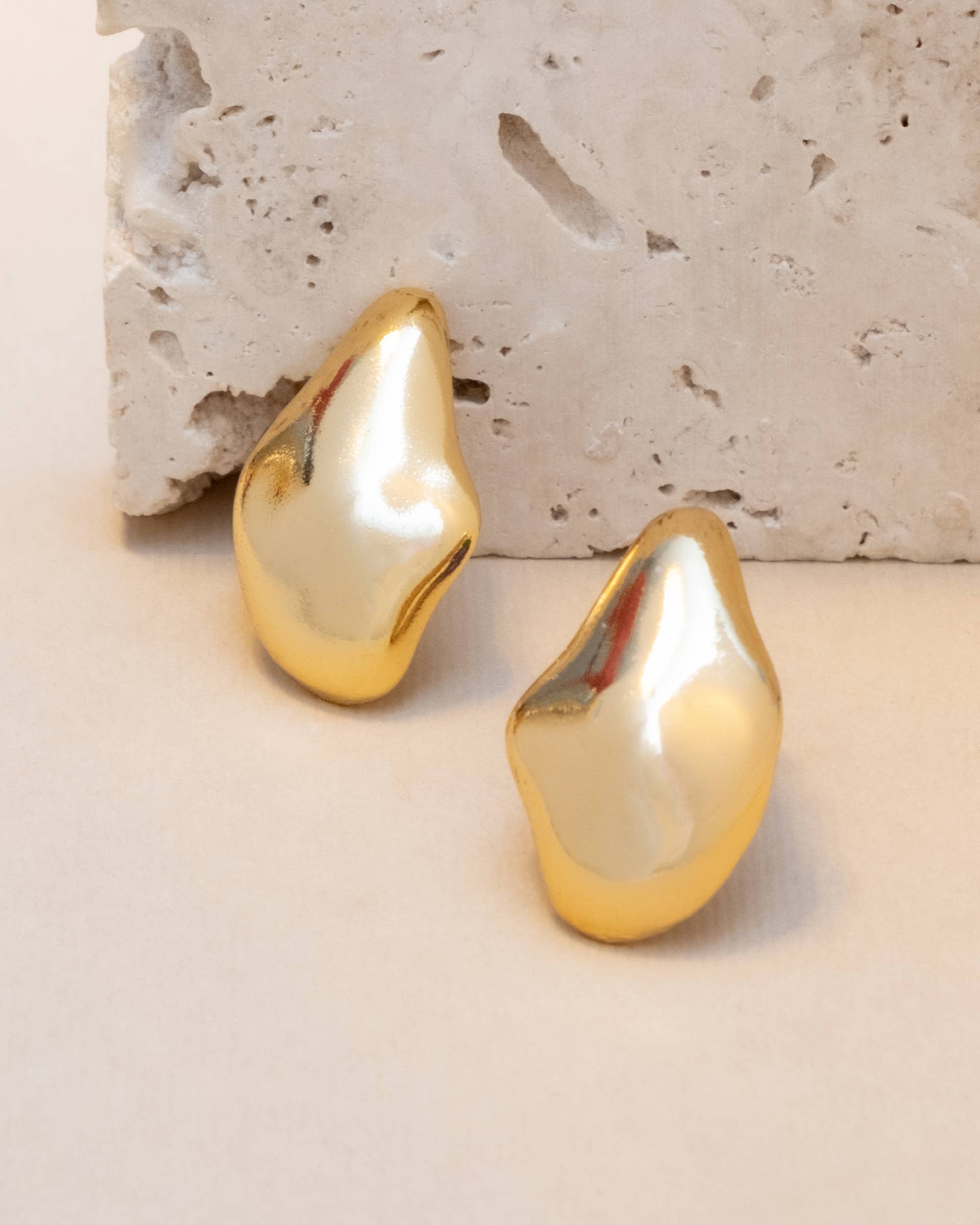 Sarka + Cleo Gold Abstract Oblong Stud Earrings