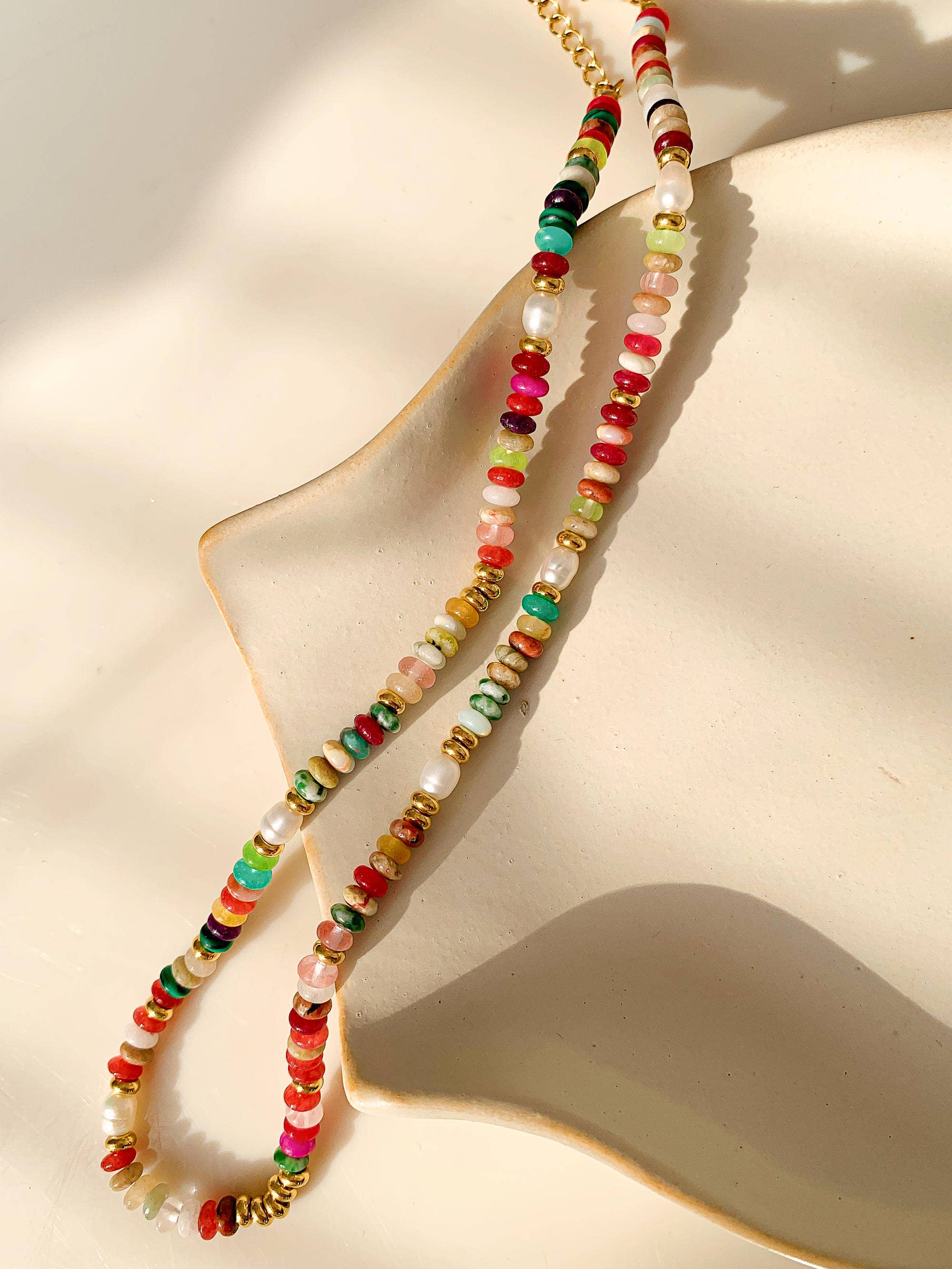 Flanerie Sunny Non-Tarnish Boho Color Beaded Necklace