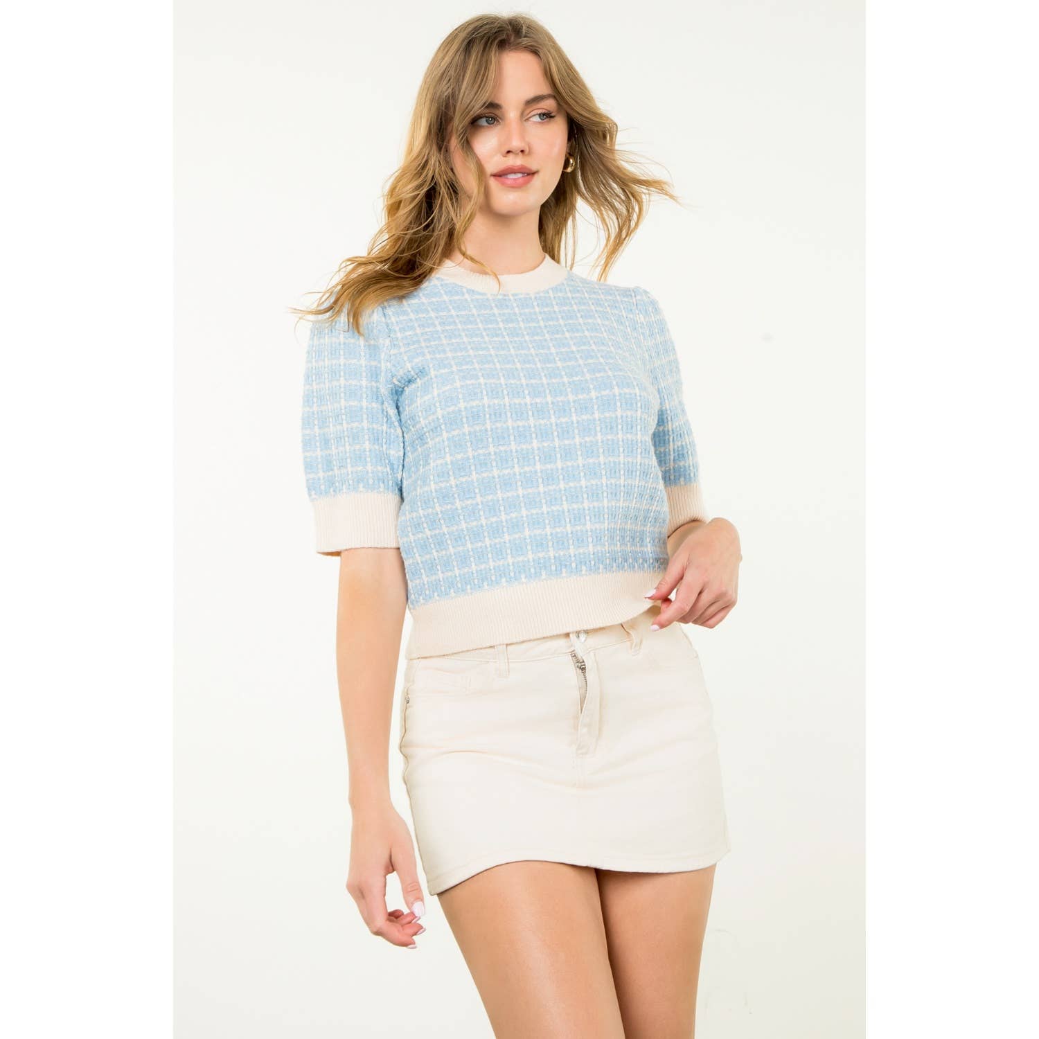 THML Puff Sleeve Knit Top