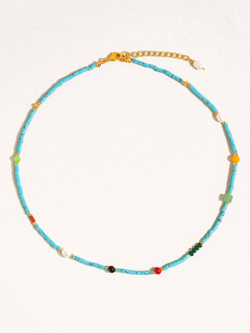 Flânerie Calise Boho Handmade Blue Turquoise Stone Beaded Necklace