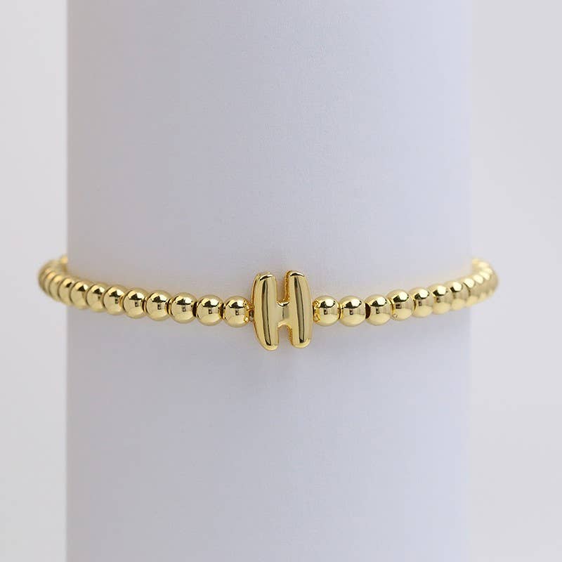 Josslyn Initial Monogram Bubble Stretch Bead Bracelet
