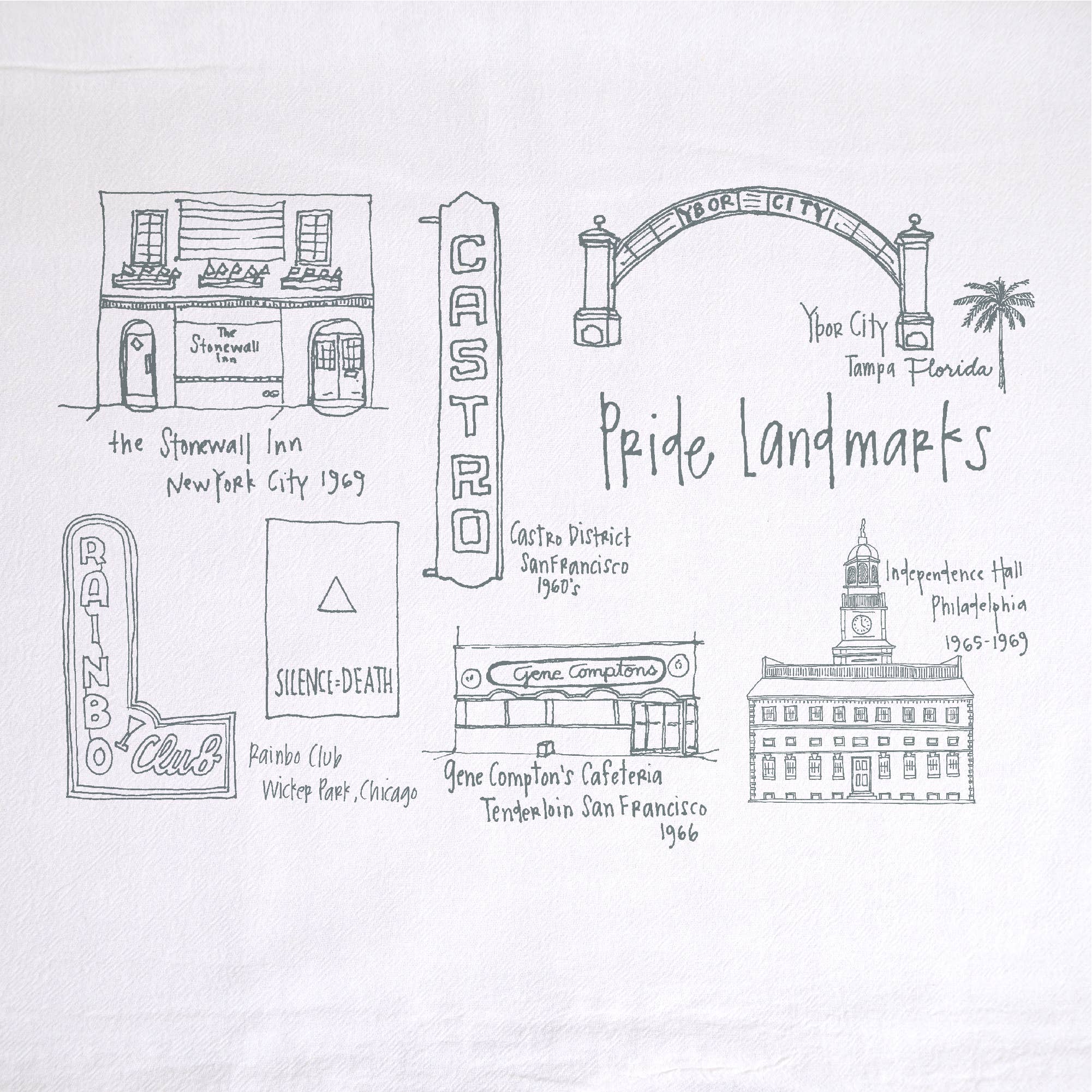 Girls Can Tell Pride Landmarks Tea Towel