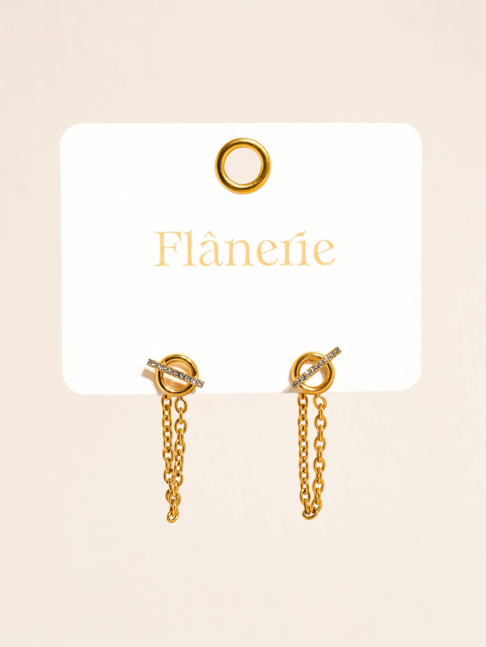 Flânerie Lisle 18K Gold CZ Chain Drop Earrings