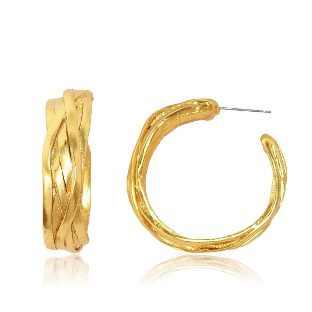 Karine Sultan Overlap Ribbon Thick Hoop Earrings