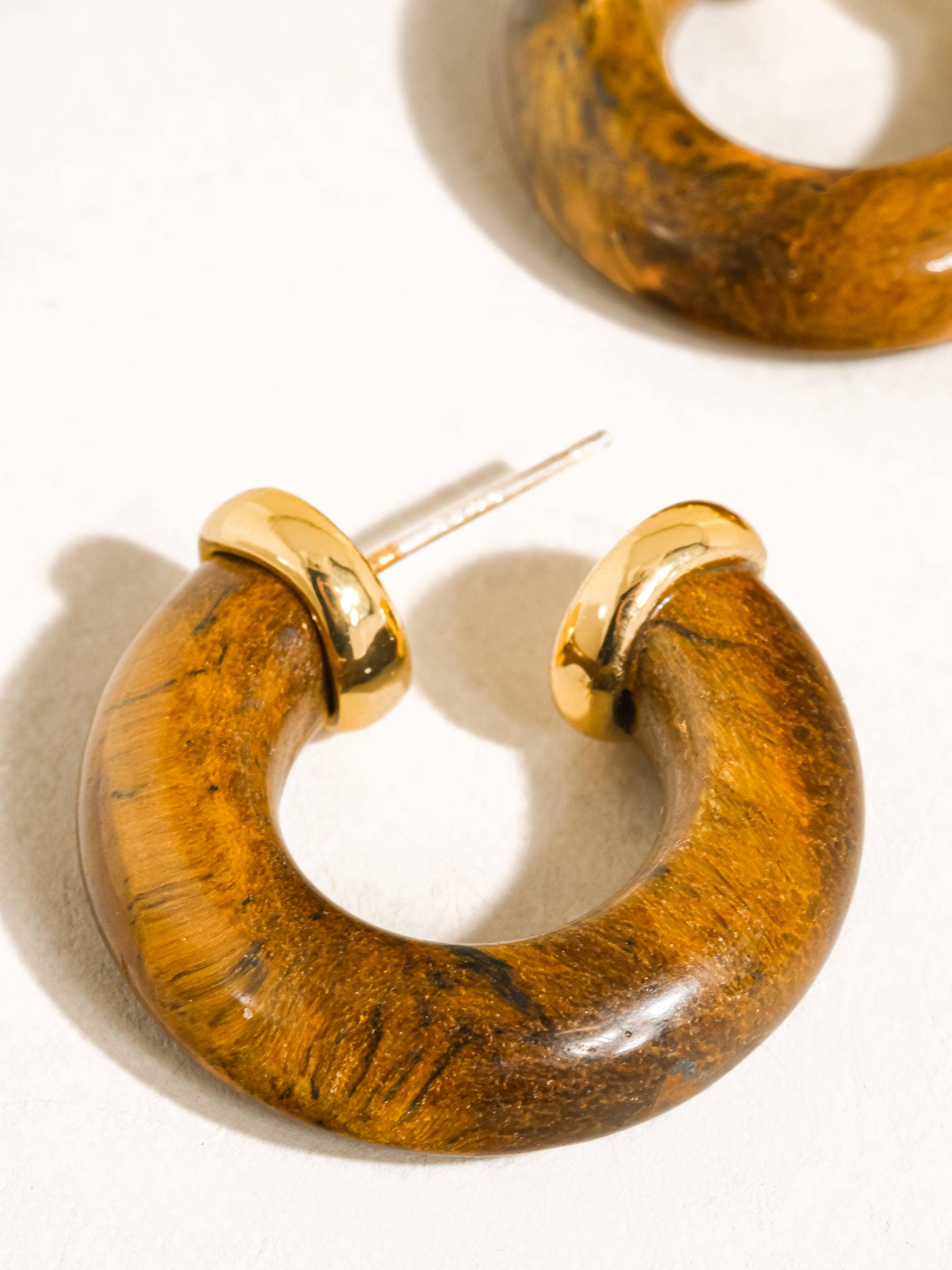 Flânerie Quinnley 18K Gold Western Natural Stone Hoop Earring