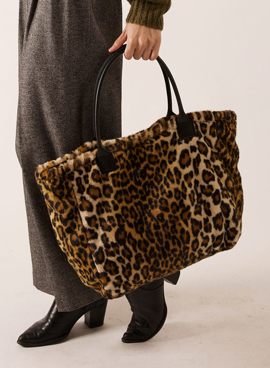 European Leather Collection Leopard Tote Bag