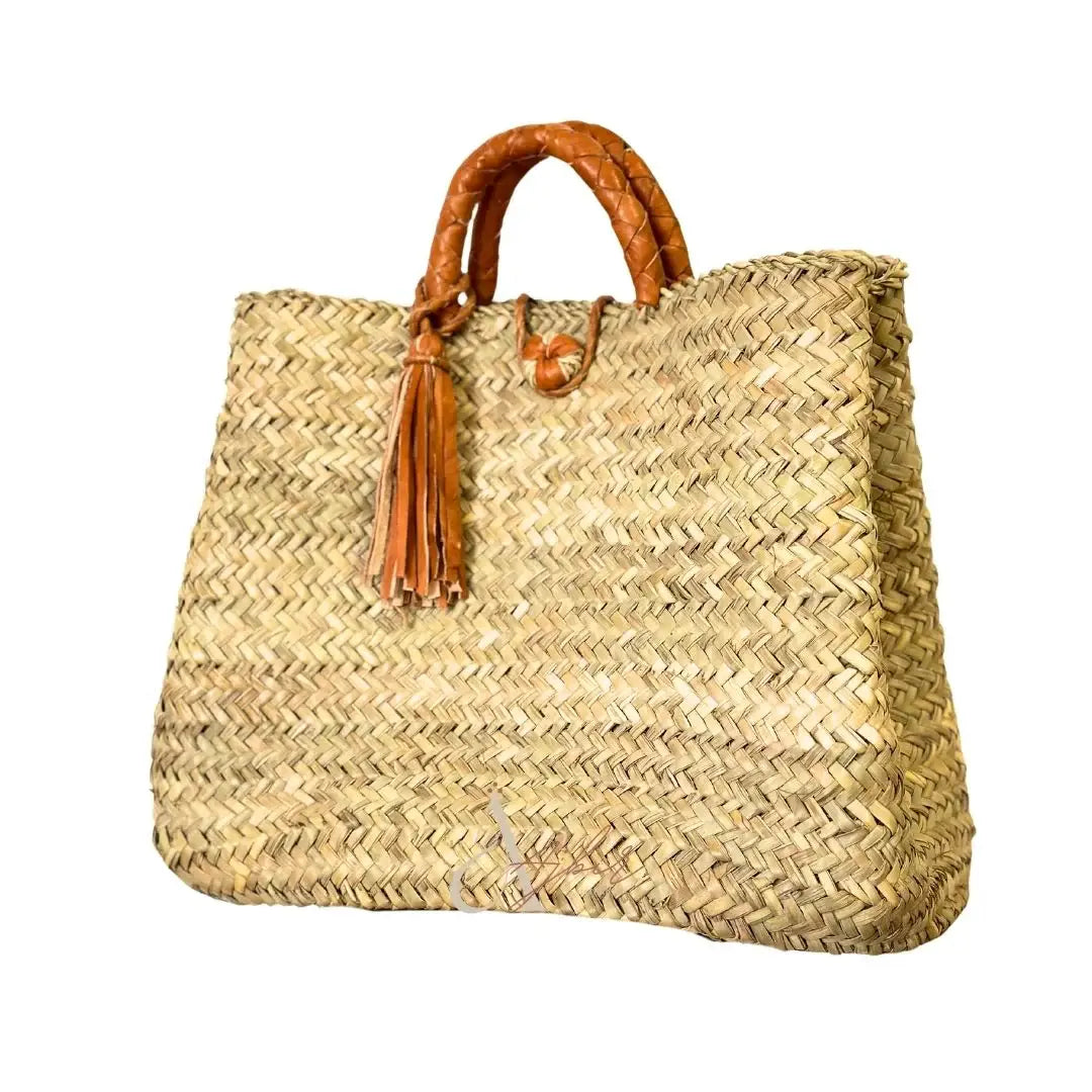 French Market Bags Handwoven Straw Basket Handbag #8