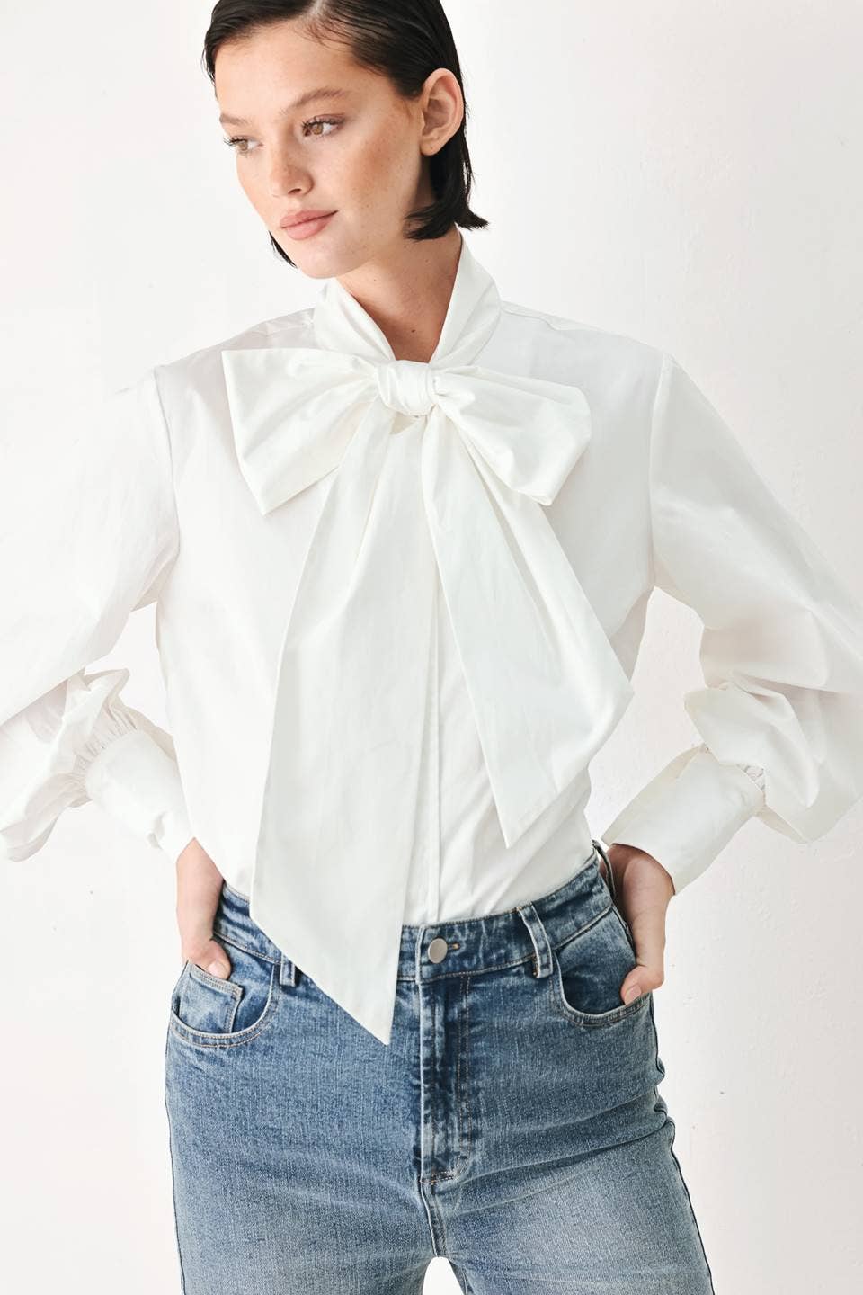 Flying Tomato Solid Woven Bow Top FT2144